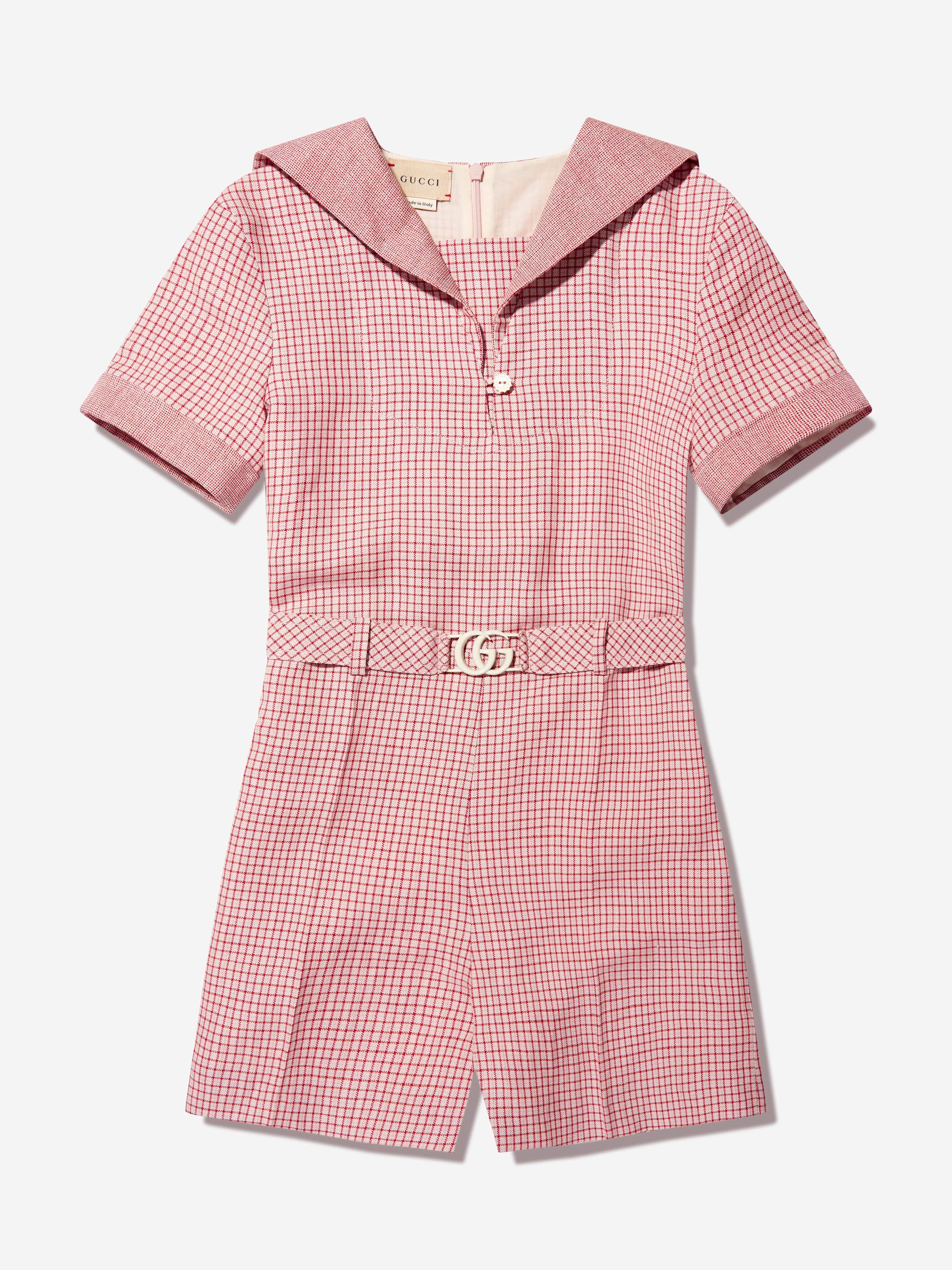 Gucci Girls Belted Playsuit in Pink