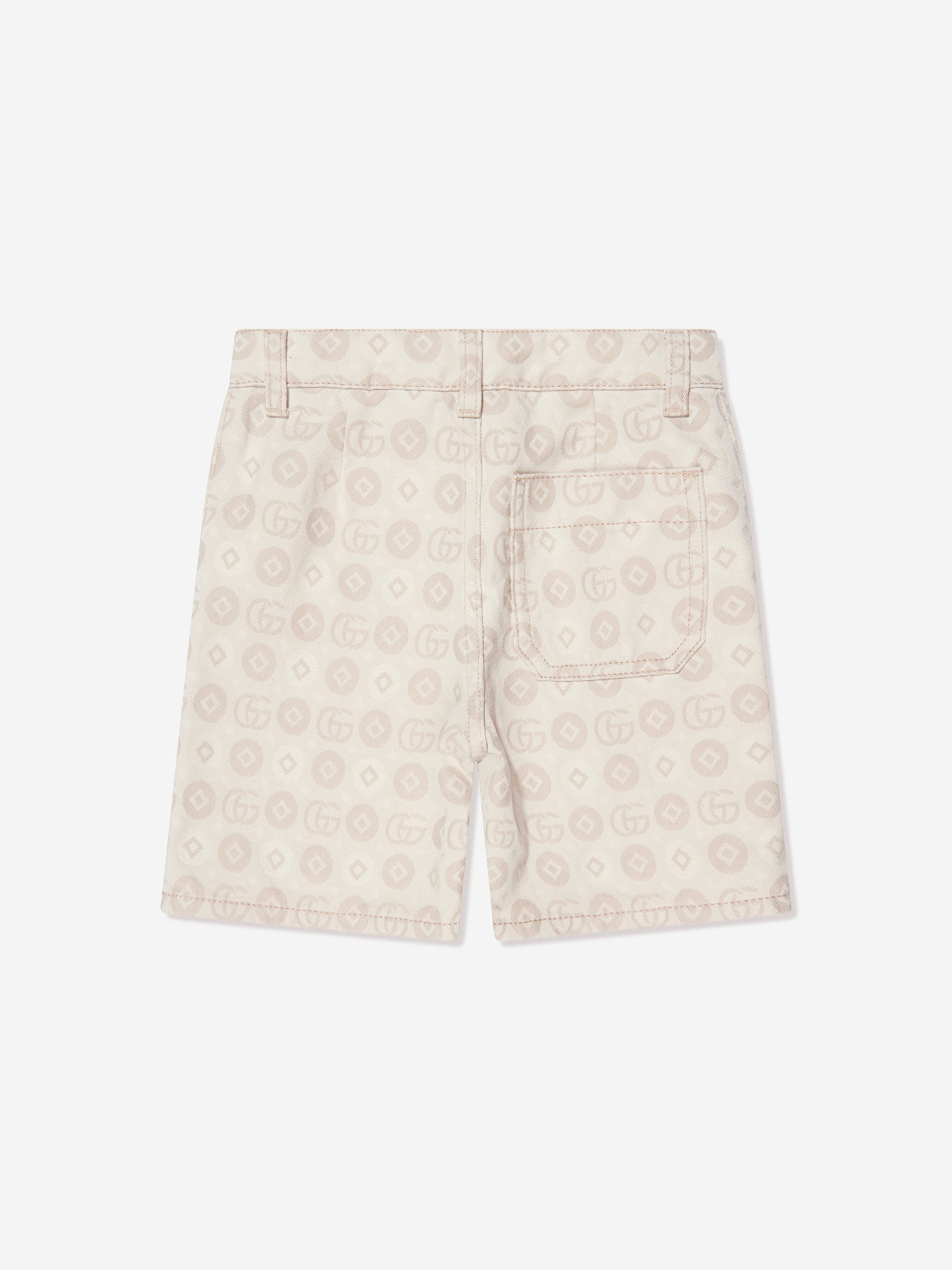 Gucci Kids Jacquard GG Denim Shorts in Ivory