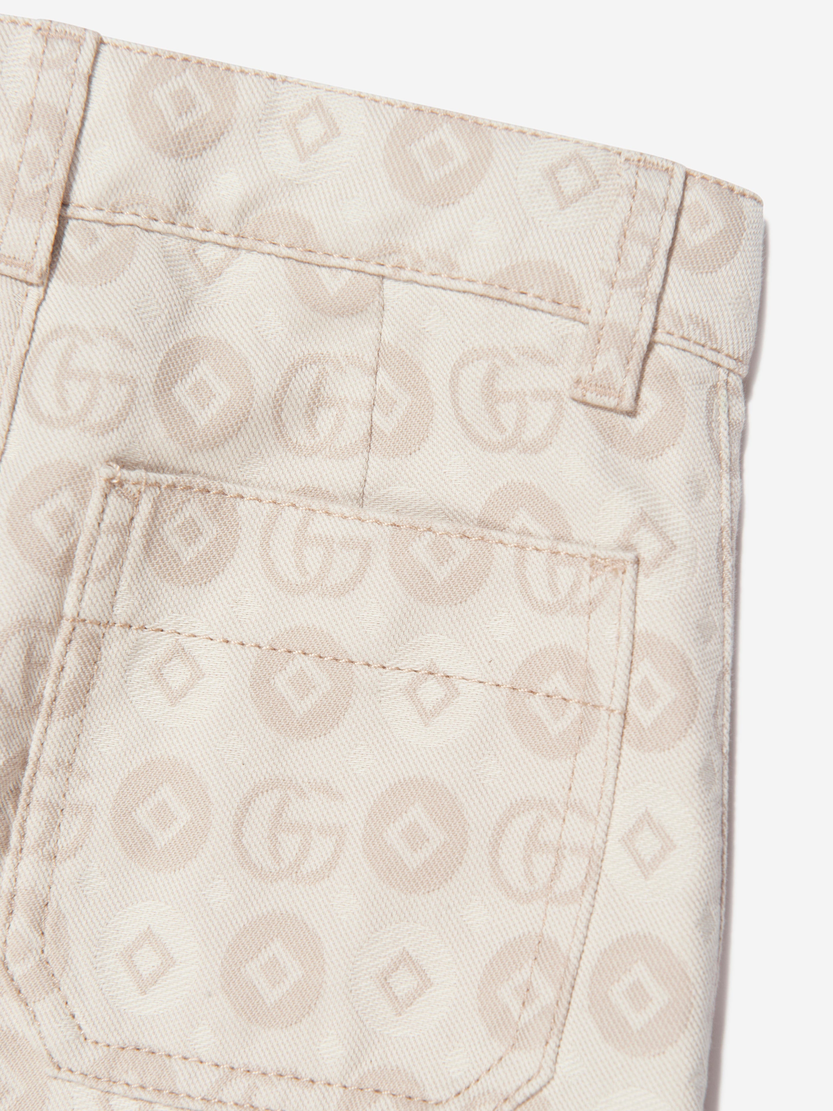 Gucci Kids Jacquard GG Denim Shorts in Ivory