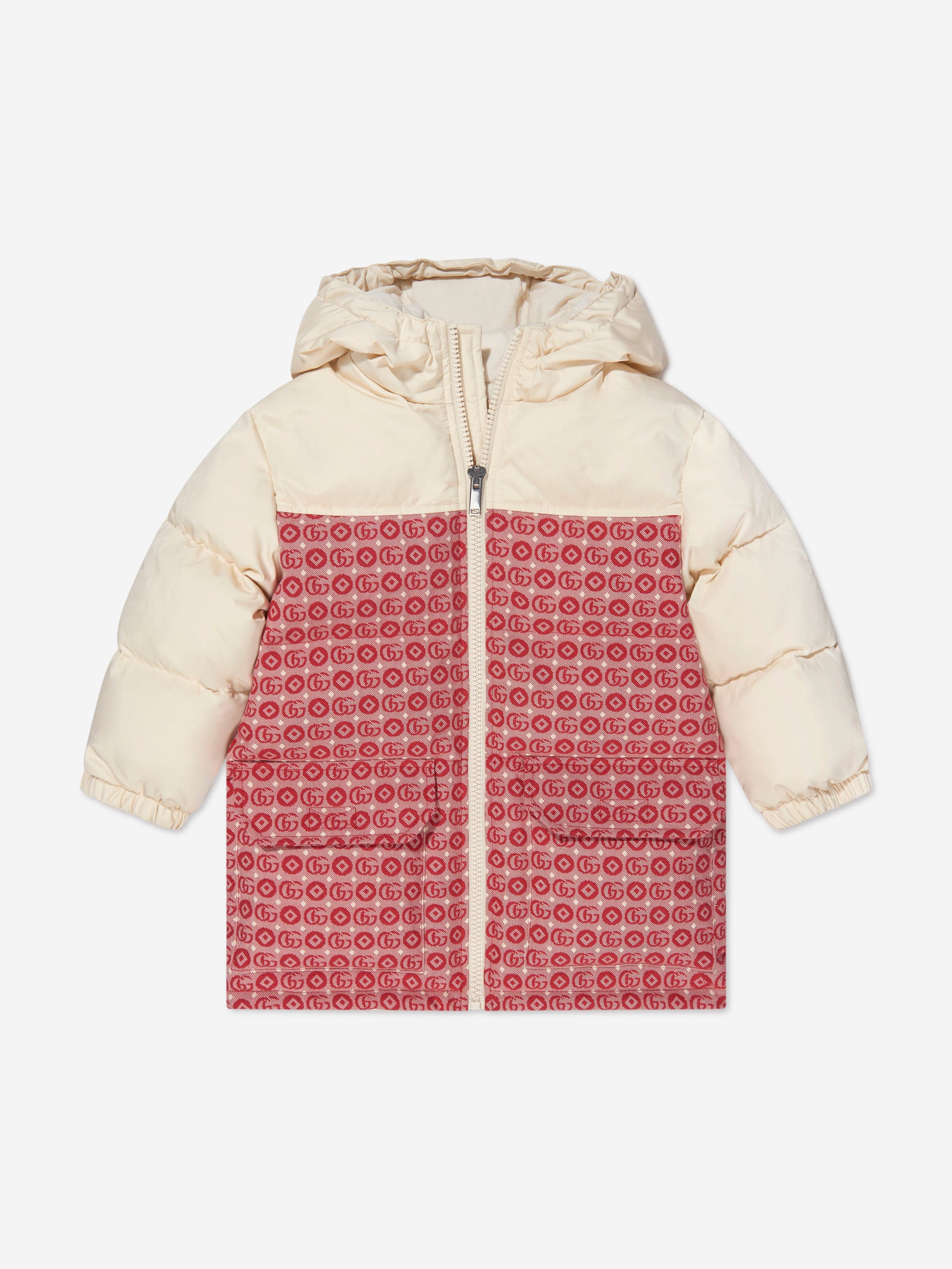 Gucci Baby Down Padded GG Logo Jacket in Red