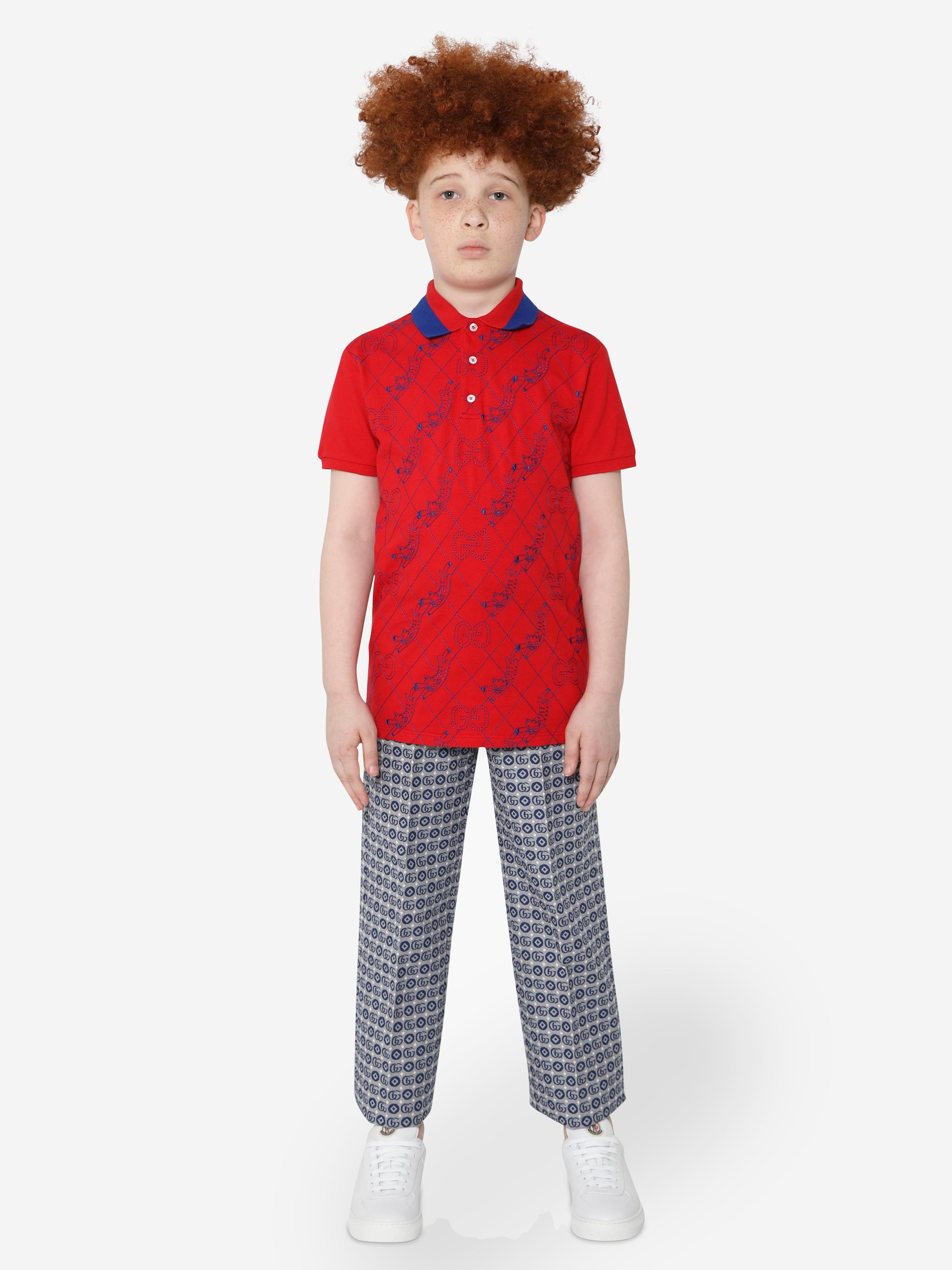 Gucci Boys Logo Polo Shirt in Red