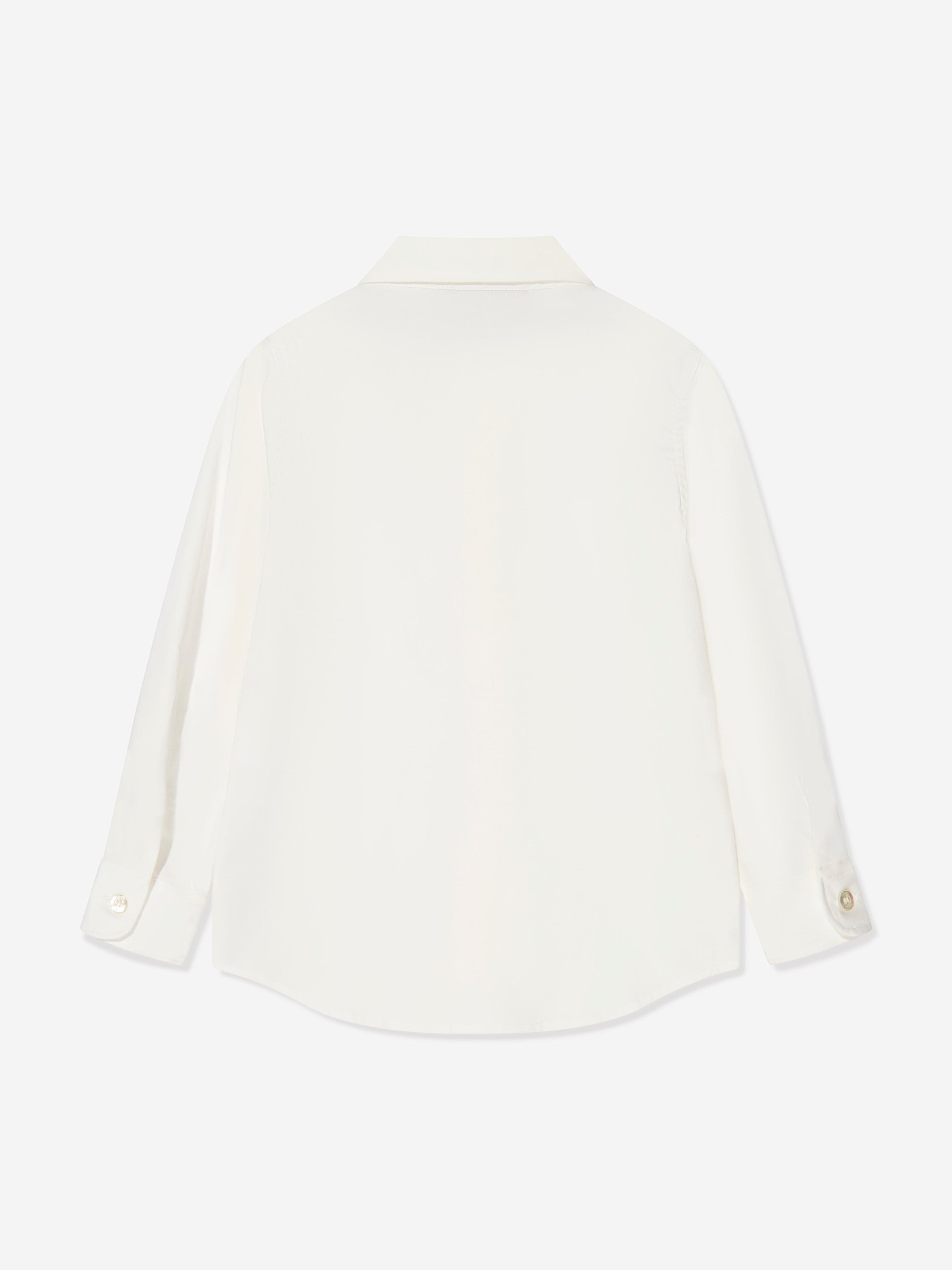 Gucci Boys Long Sleeve Embroidered Shirt in Ivory