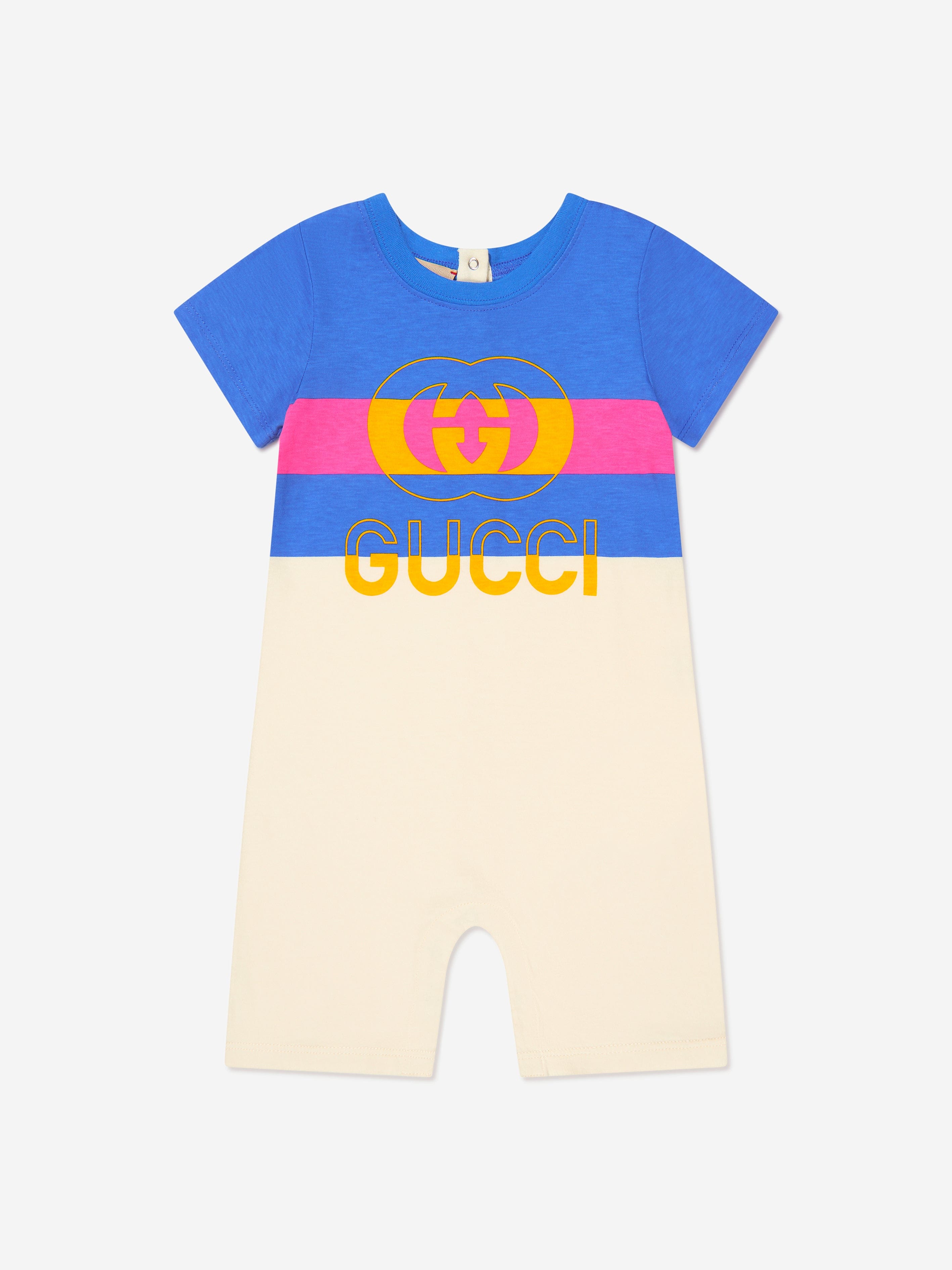 Gucci Baby Boys Logo Romper in Blue