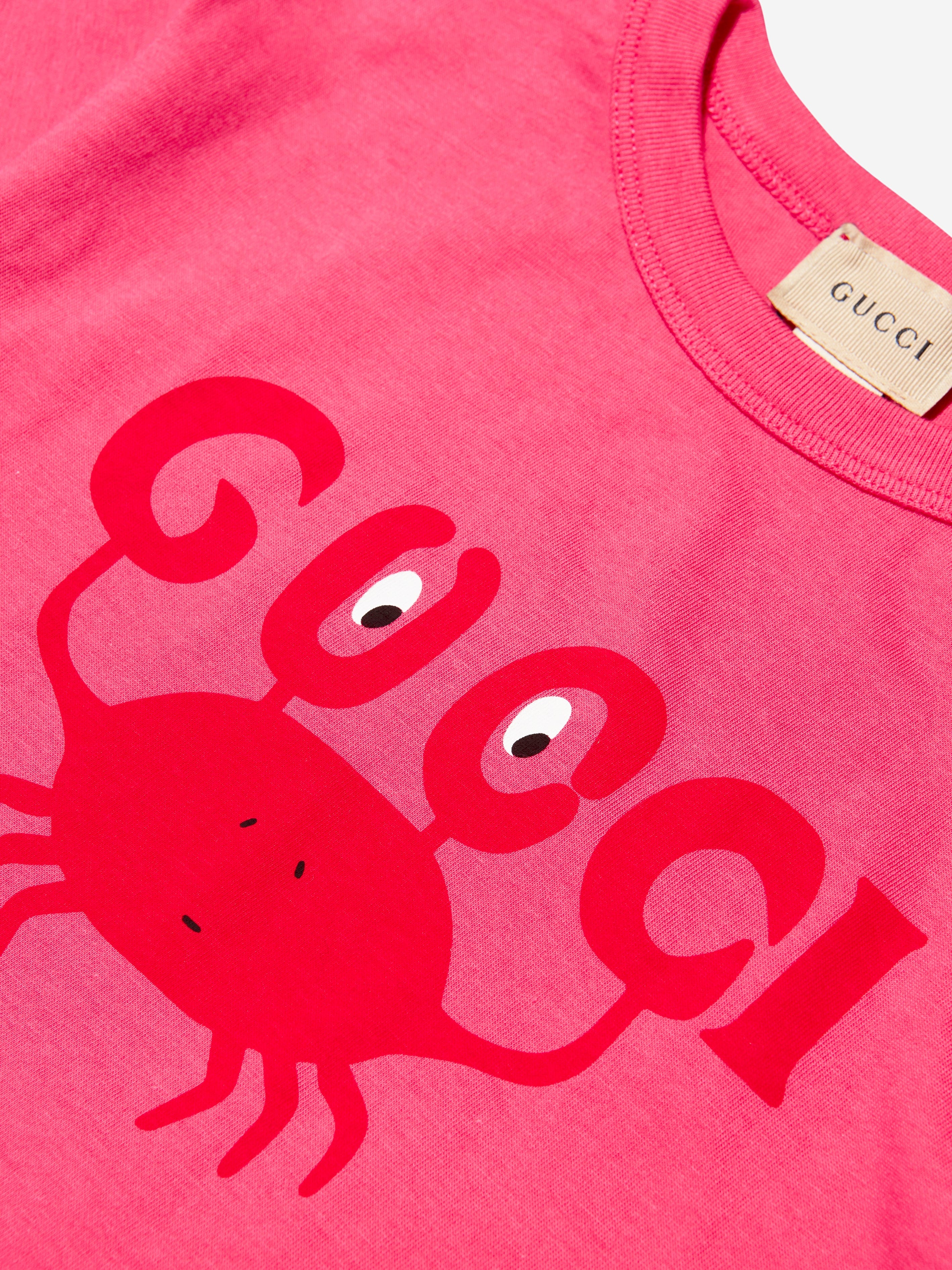 Gucci Kids Crab Logo T-Shirt in Pink