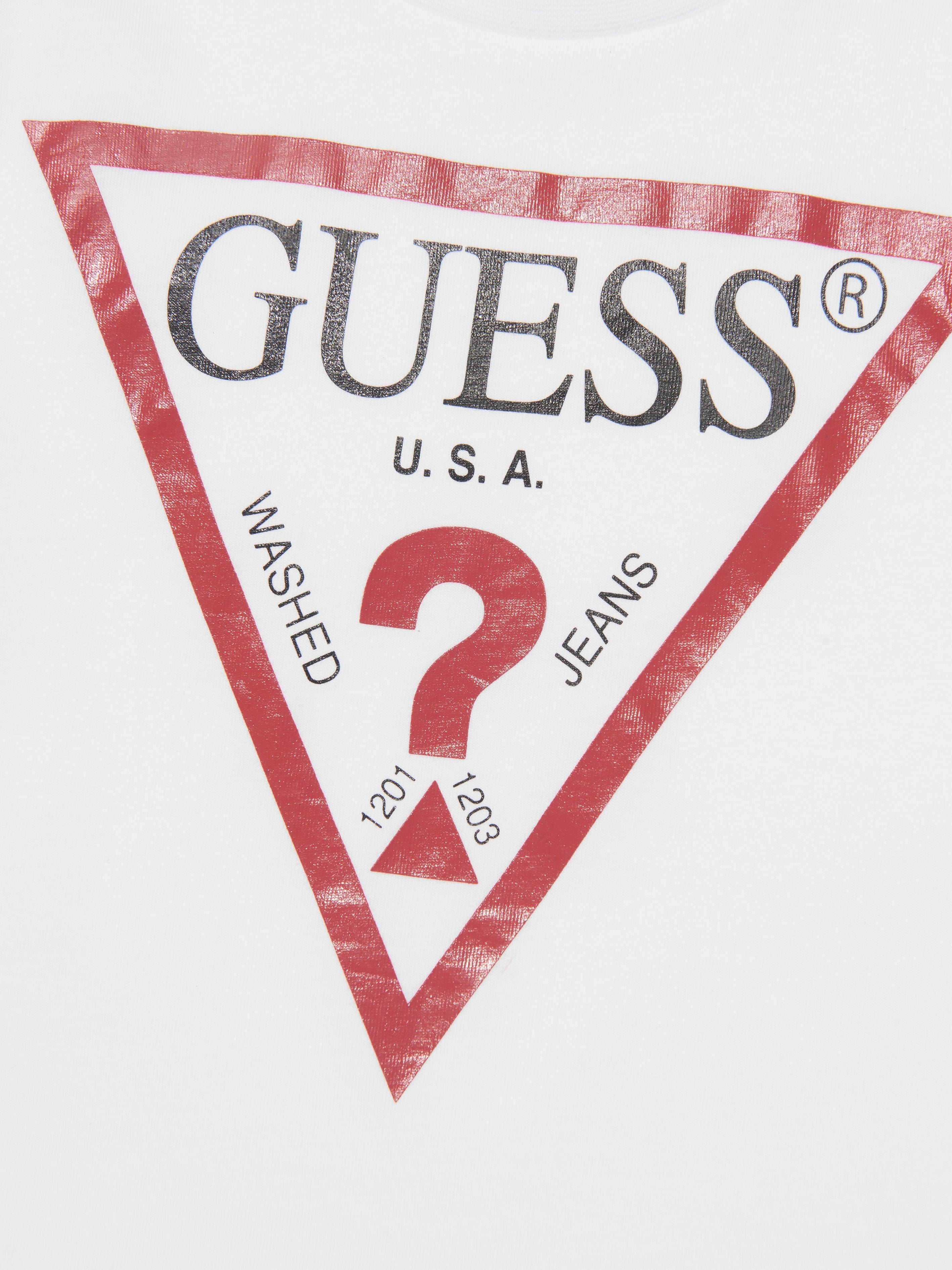 Guess Boys Logo Print T-Shirt in White