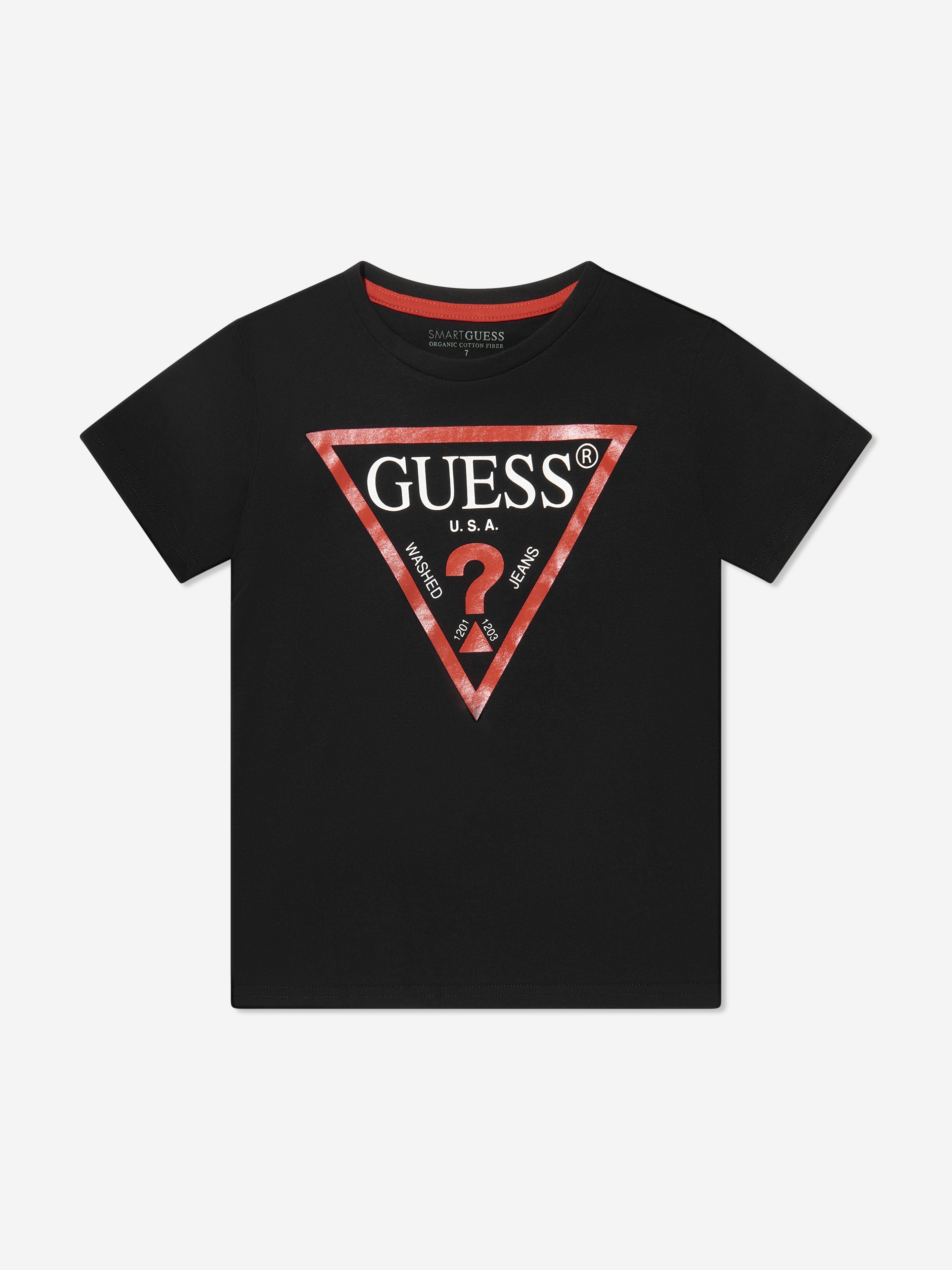 Guess Boys Logo Print T-Shirt in Black