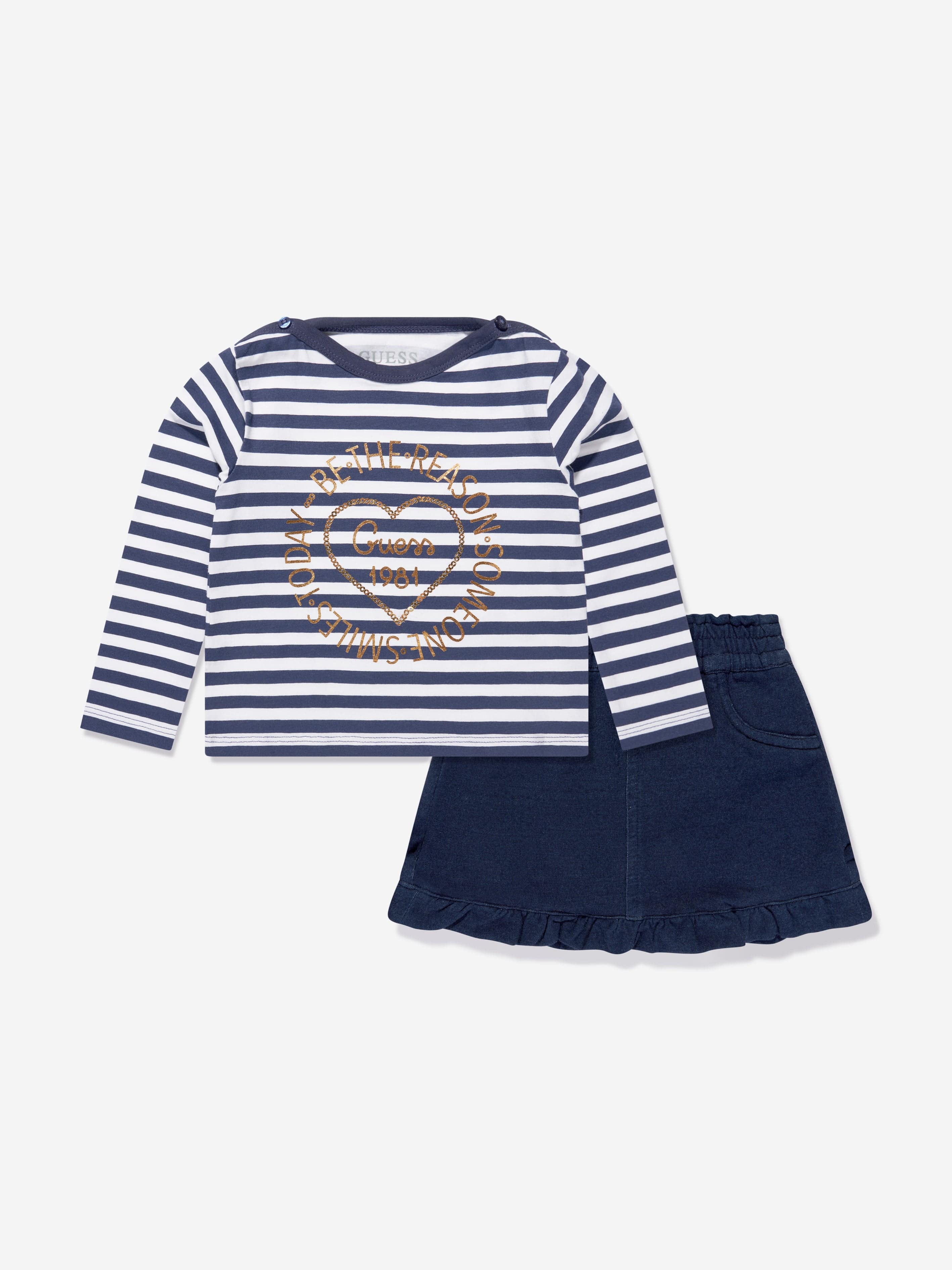 Guess Baby Girls T-Shirt And Skirt Set in Navy