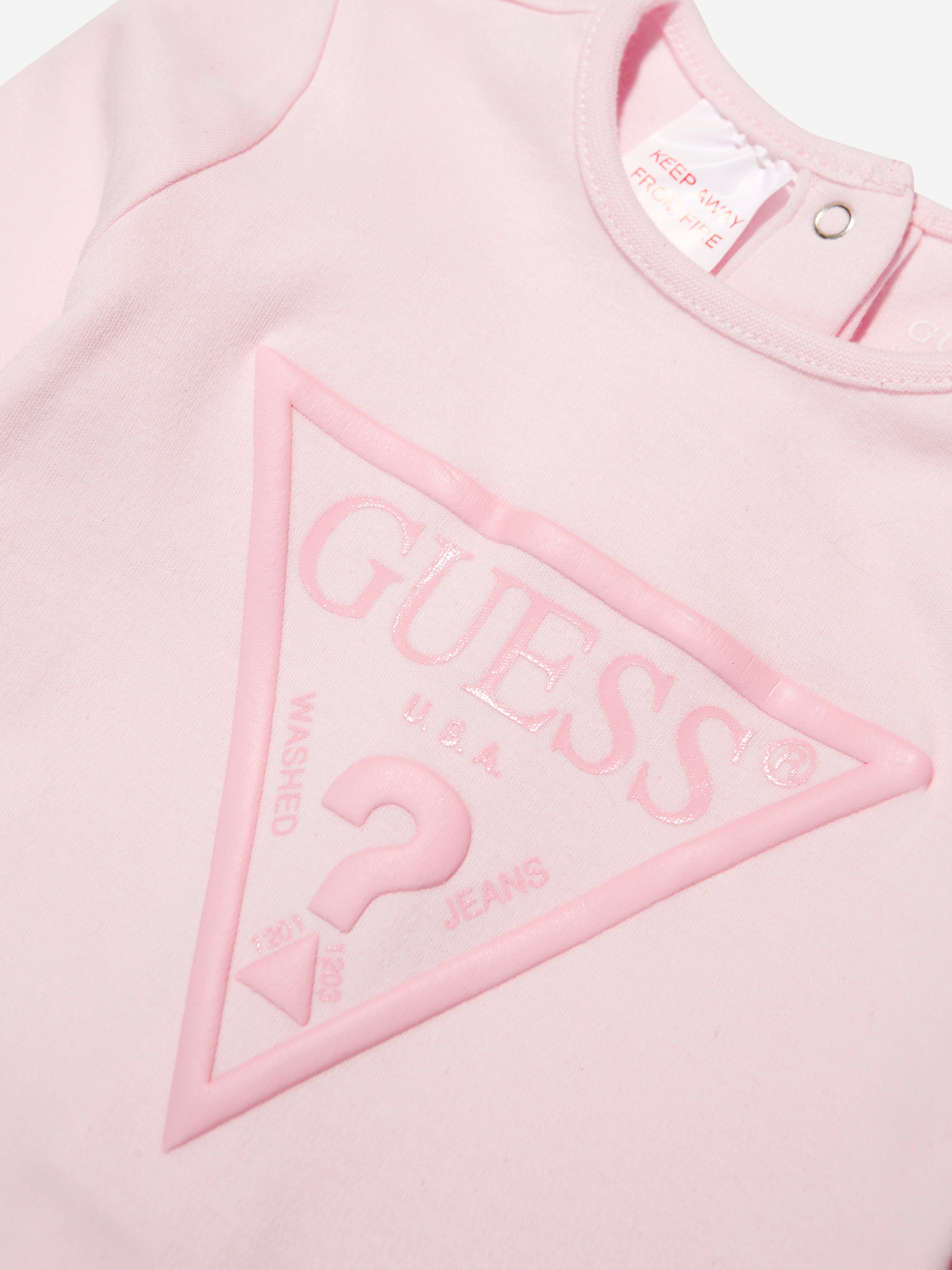 Guess Baby Girls Logo Babygrow in Pink