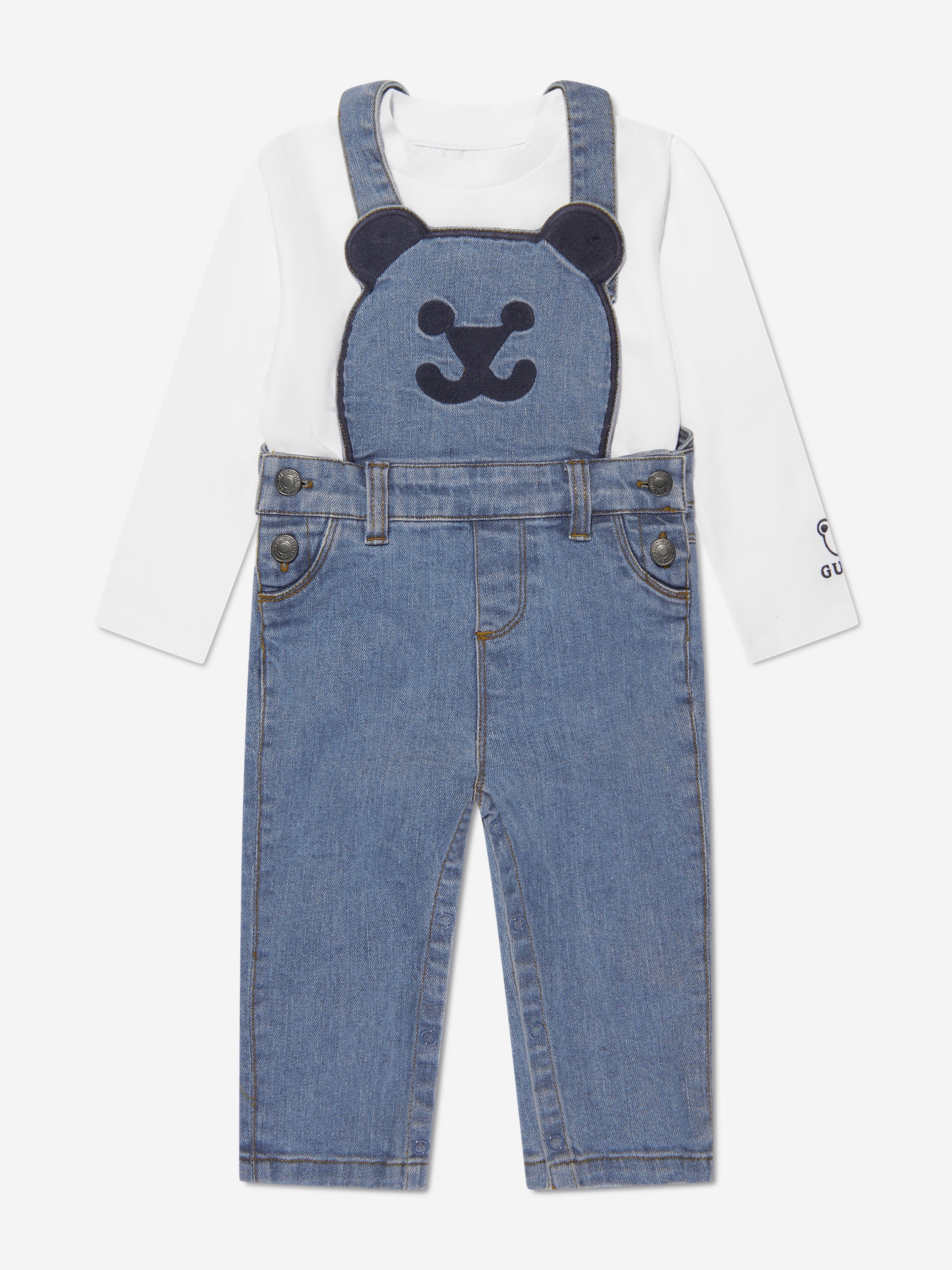 Guess Baby Boys Bear Dungarees Set in Blue