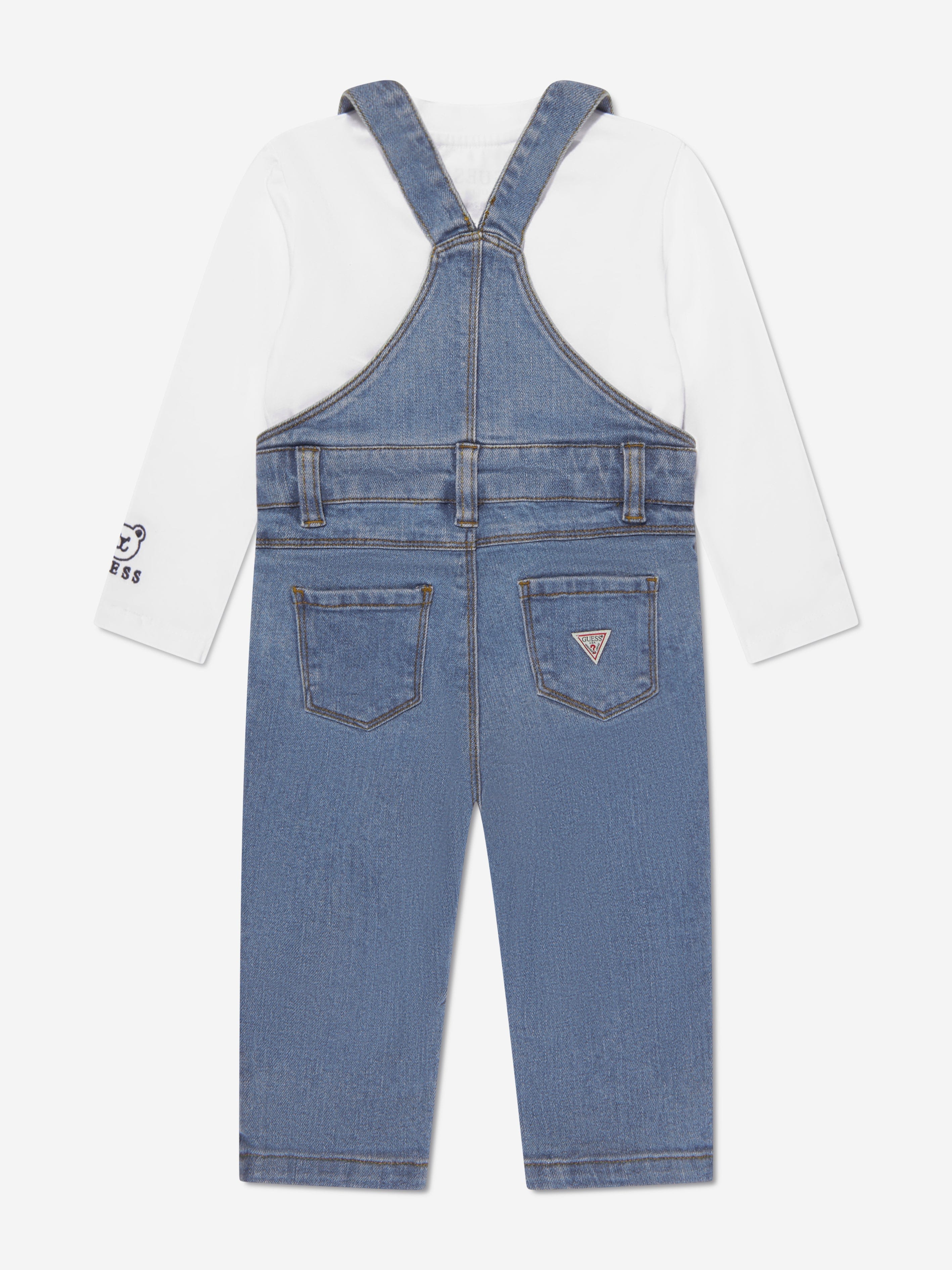 Guess Baby Boys Bear Dungarees Set in Blue