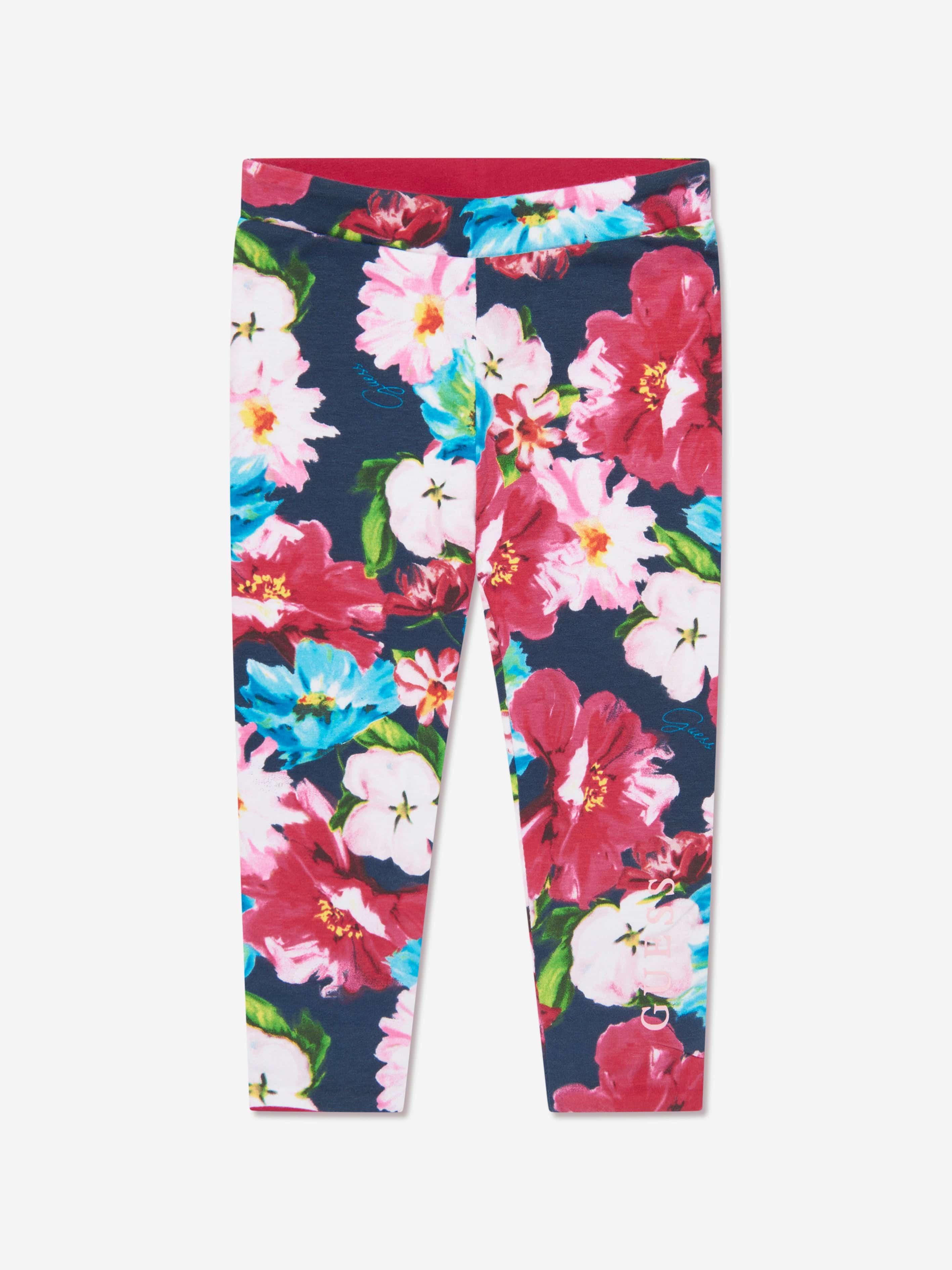 Guess Girls Passion Flower Reversible Leggings in Pink