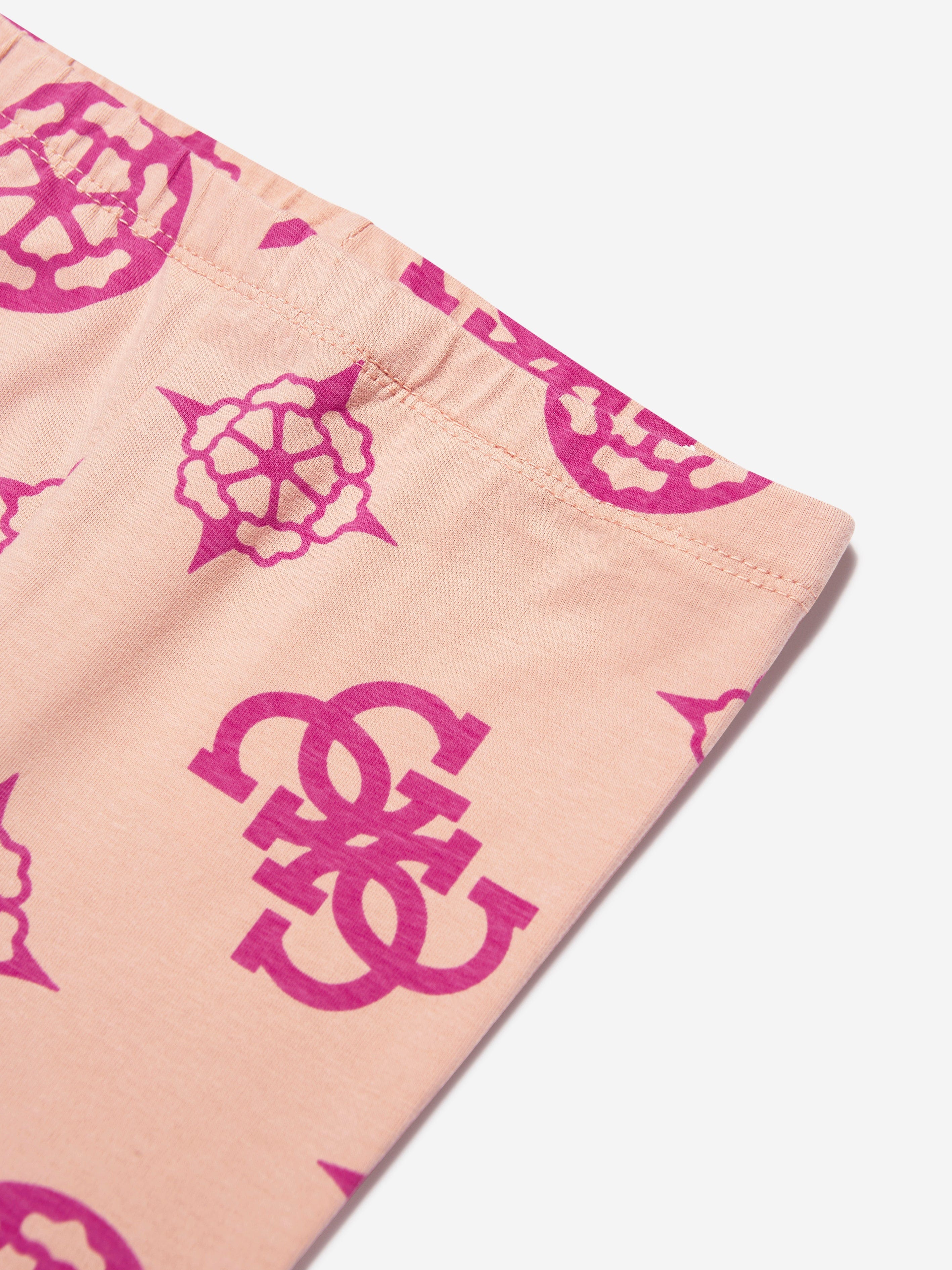 Guess Girls Monogram Leggings in Pink