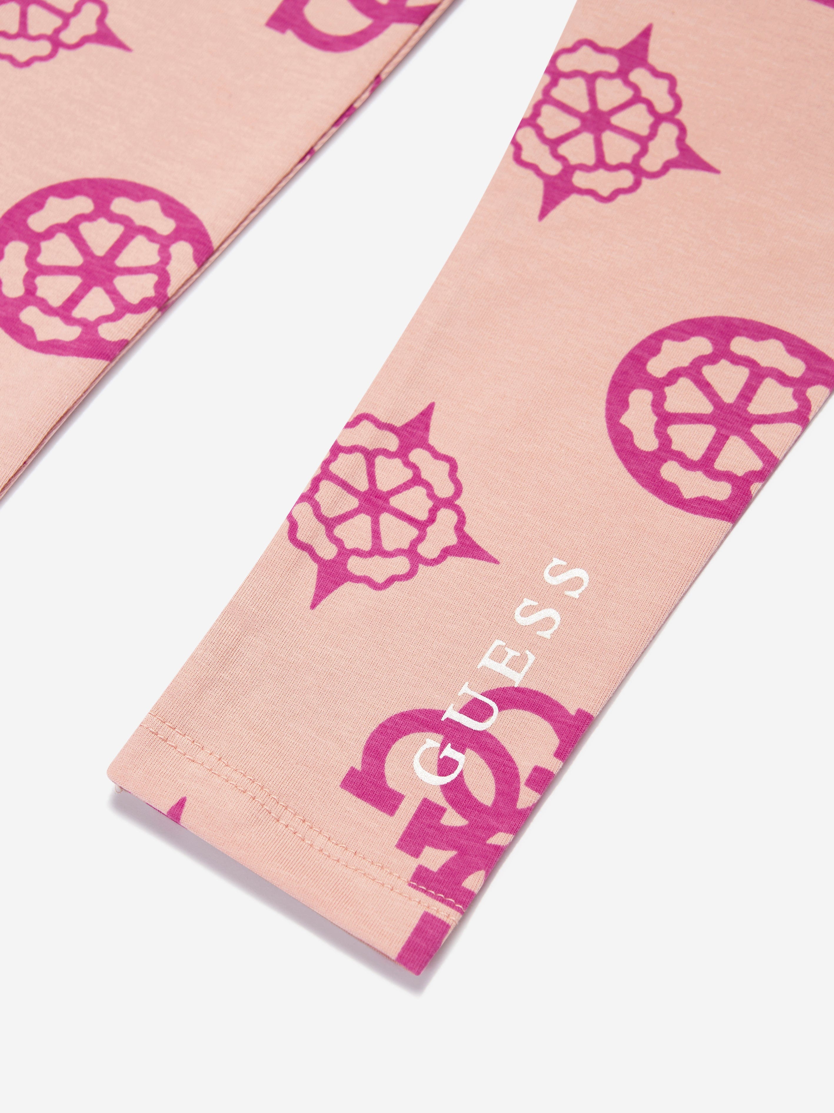 Guess Girls Monogram Leggings in Pink