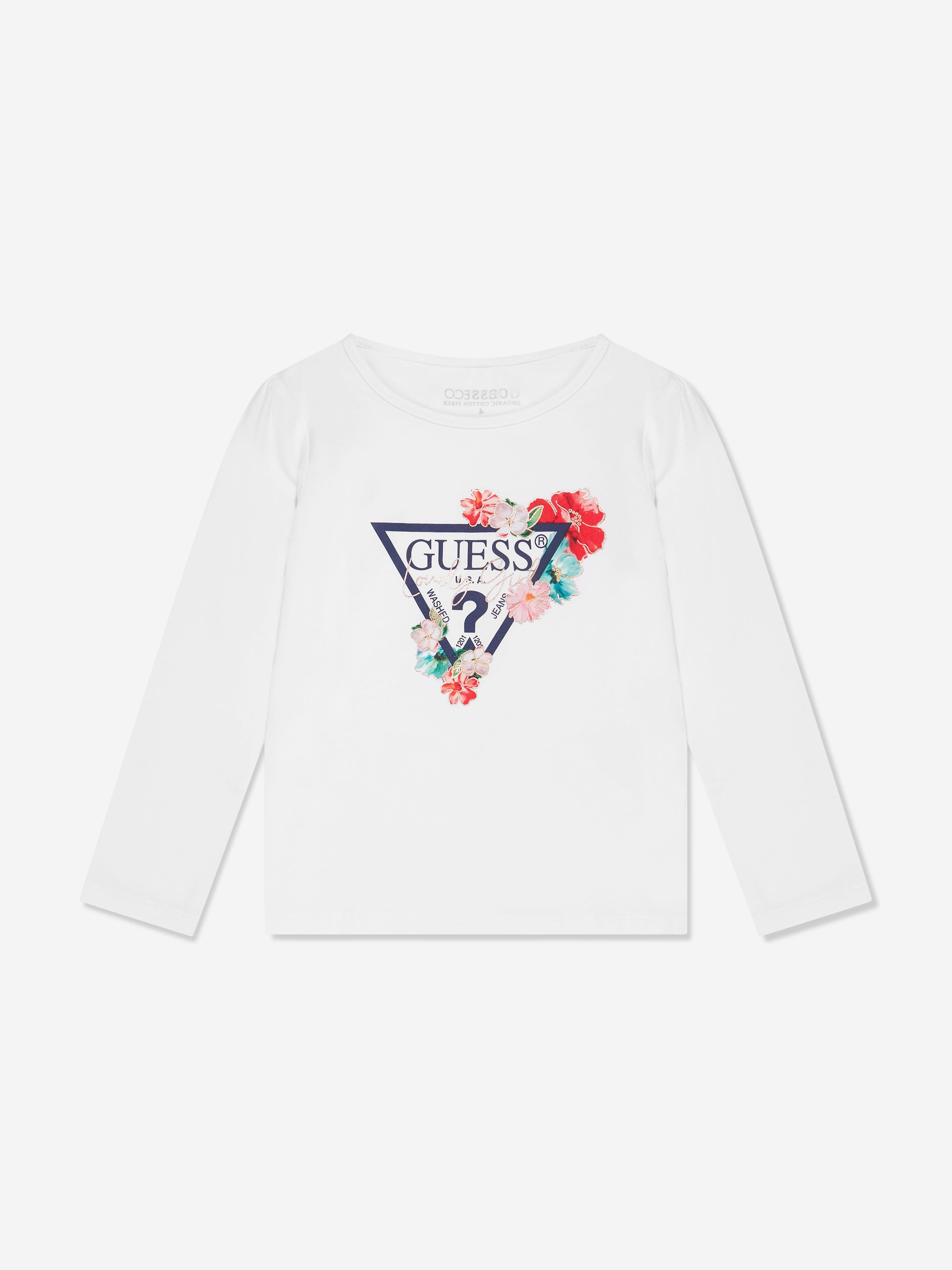 Guess Girls Long Sleeve T-Shirt in White