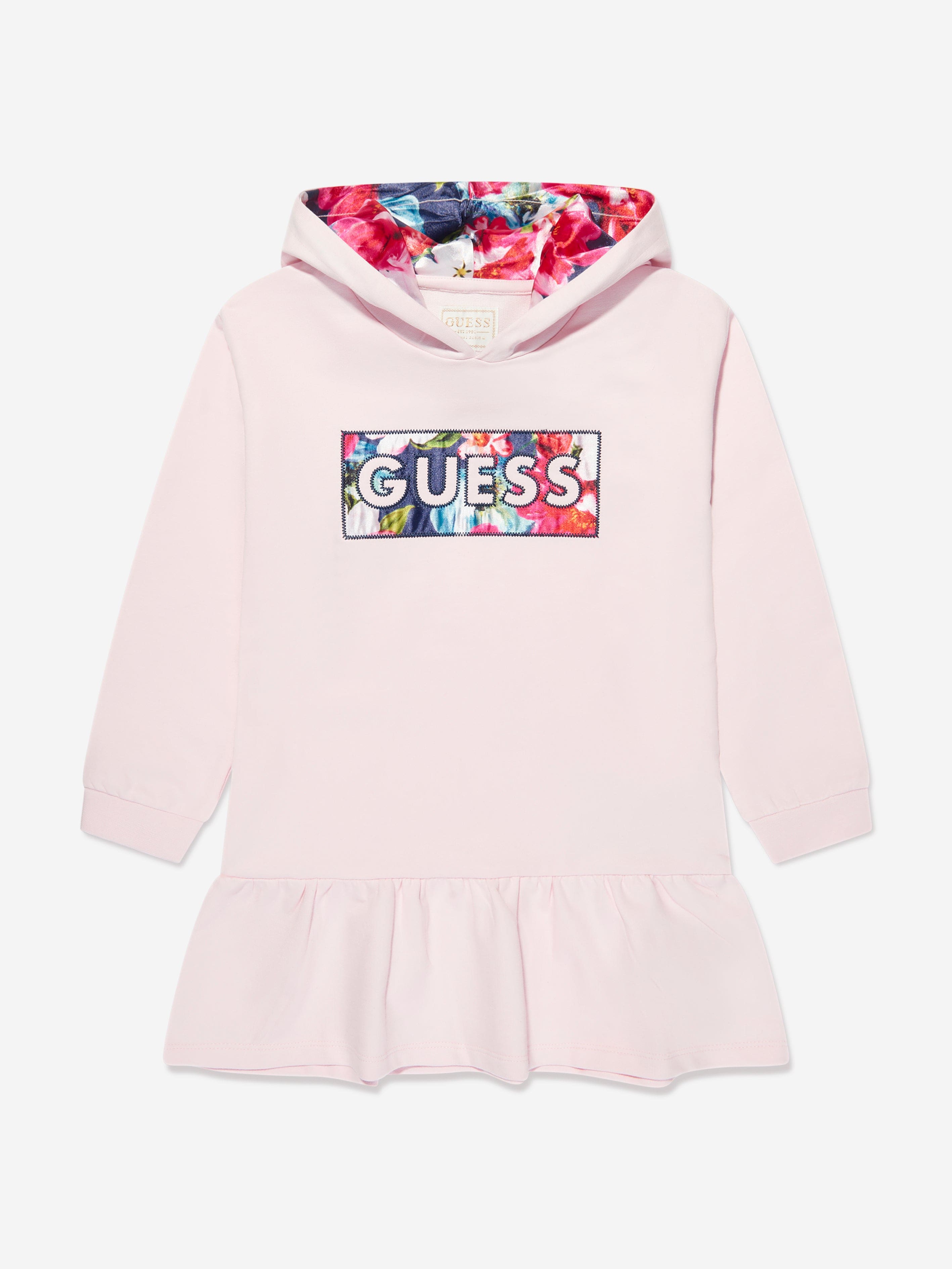 Guess Girls Hooded Sweater Dress in Pink