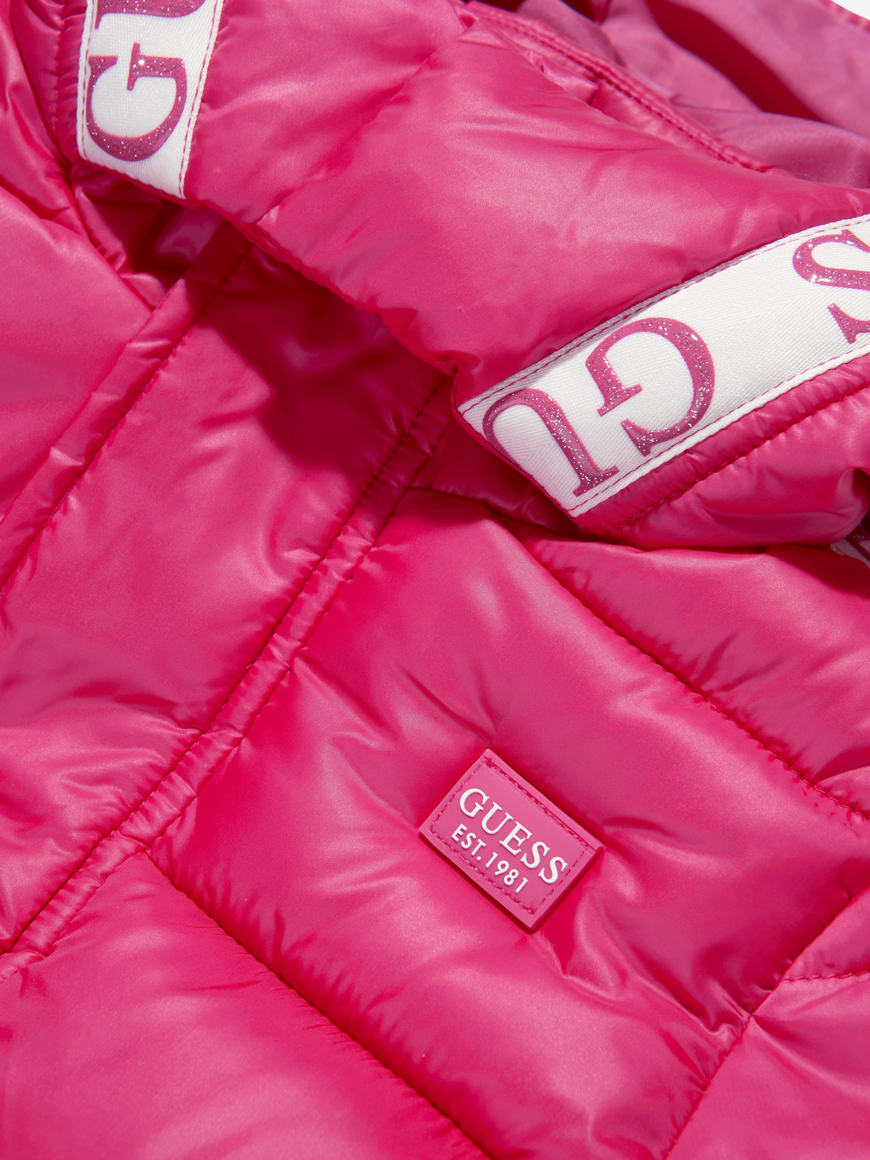 Guess Girls Puffer Jacket in Pink