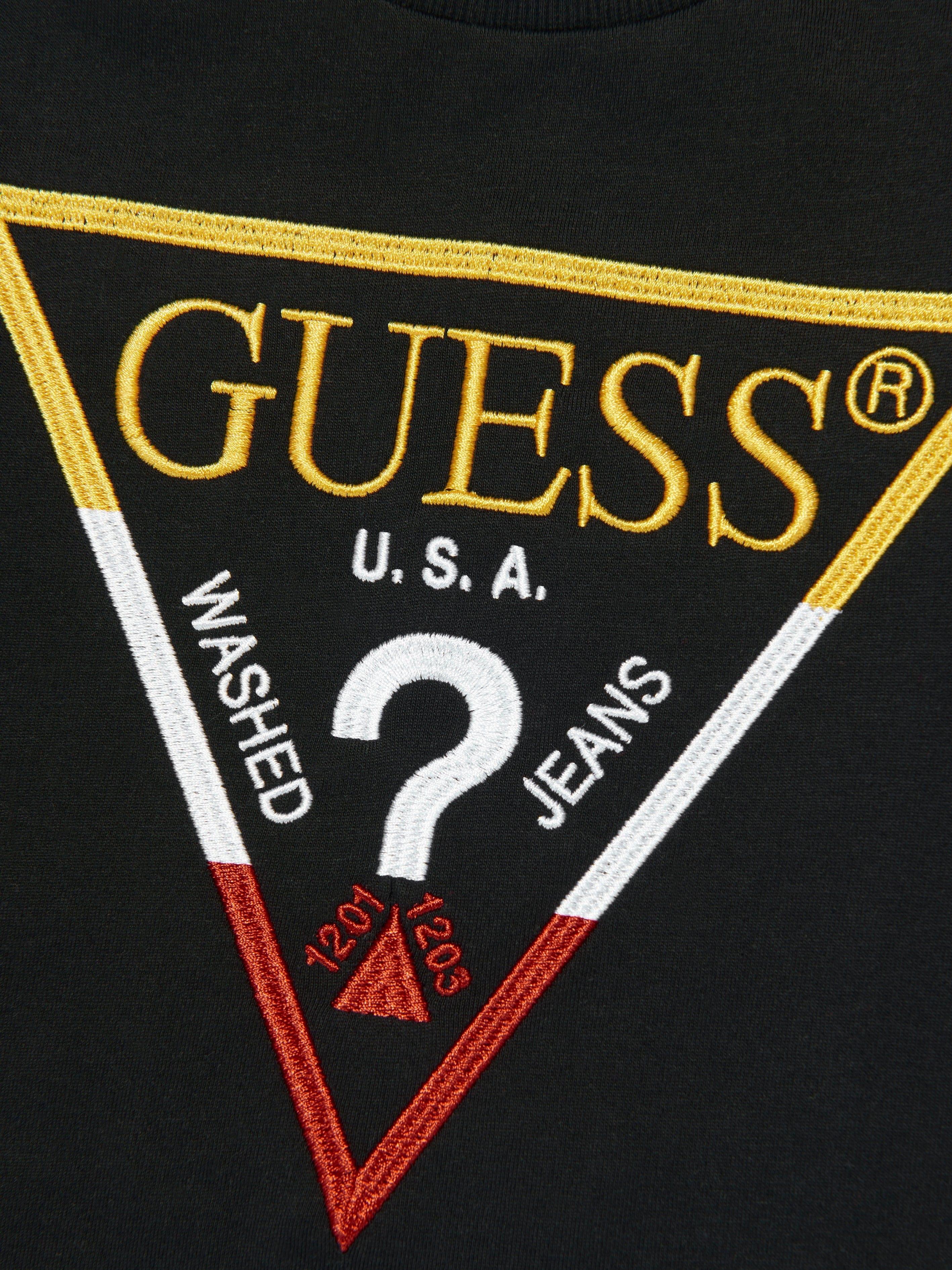 Guess Boys Logo Print T-Shirt in Black