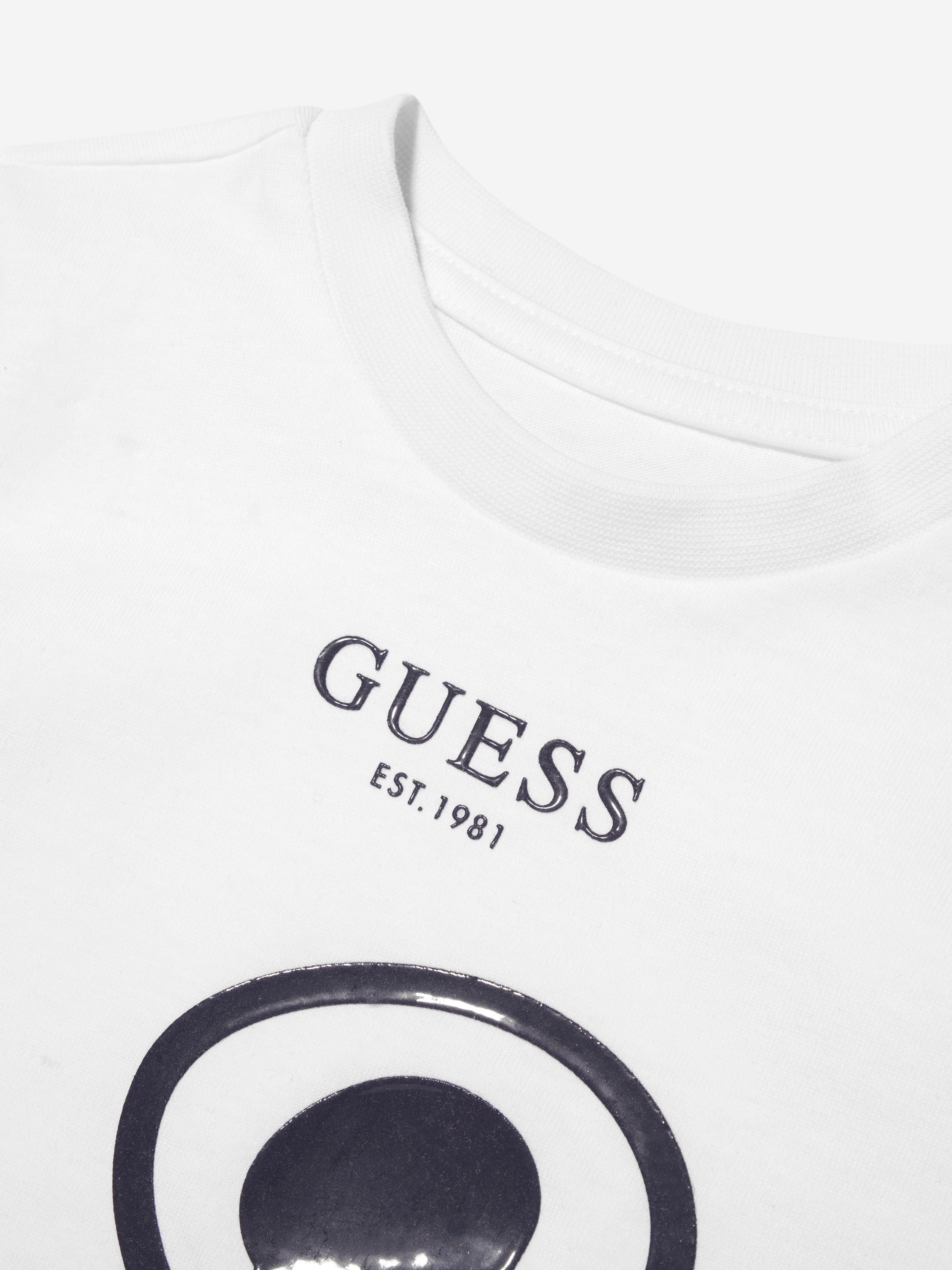 Guess Boys Bear Print T-Shirt in White