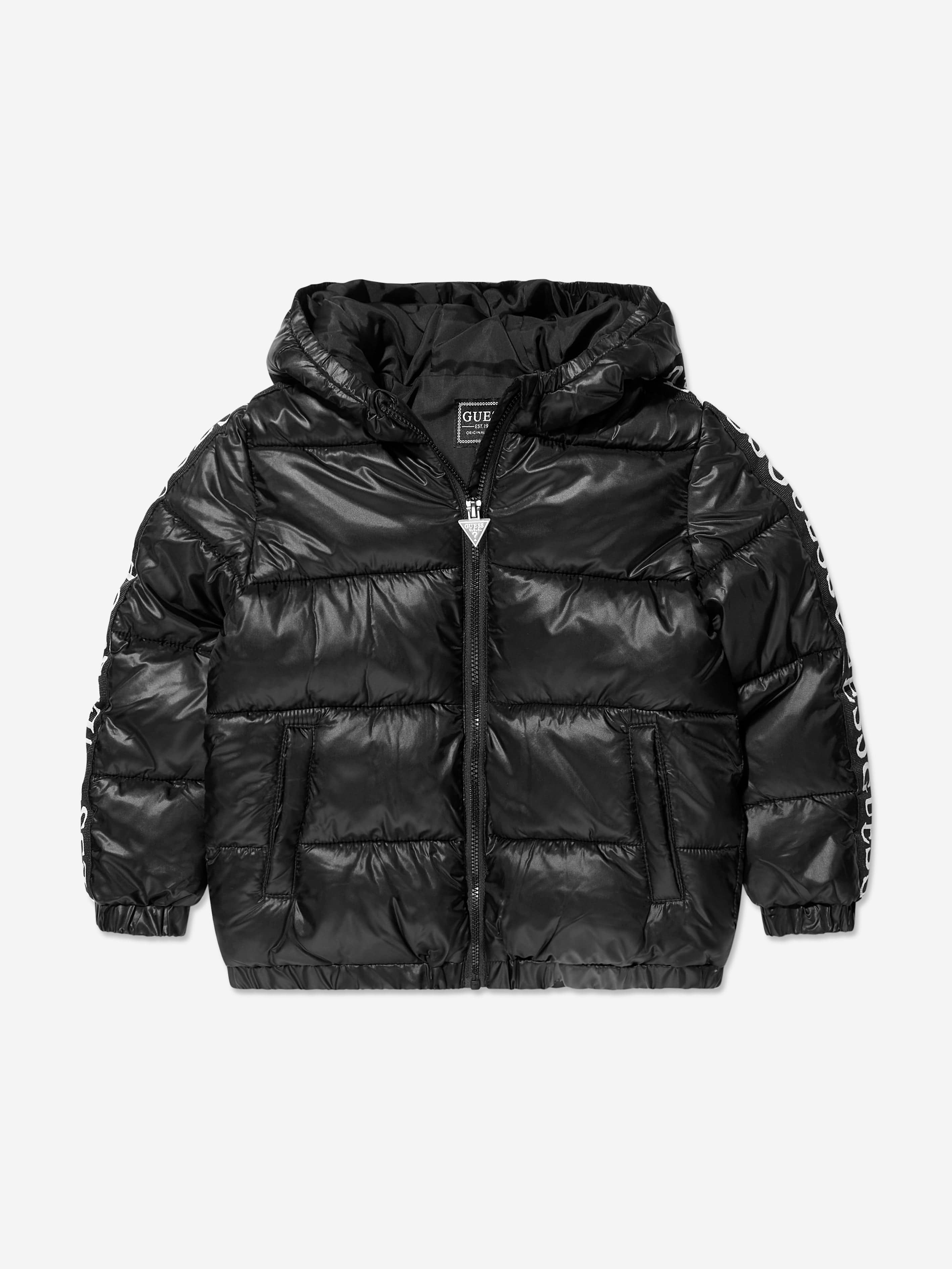 Guess Boys Logo Puffer Jacket in Black