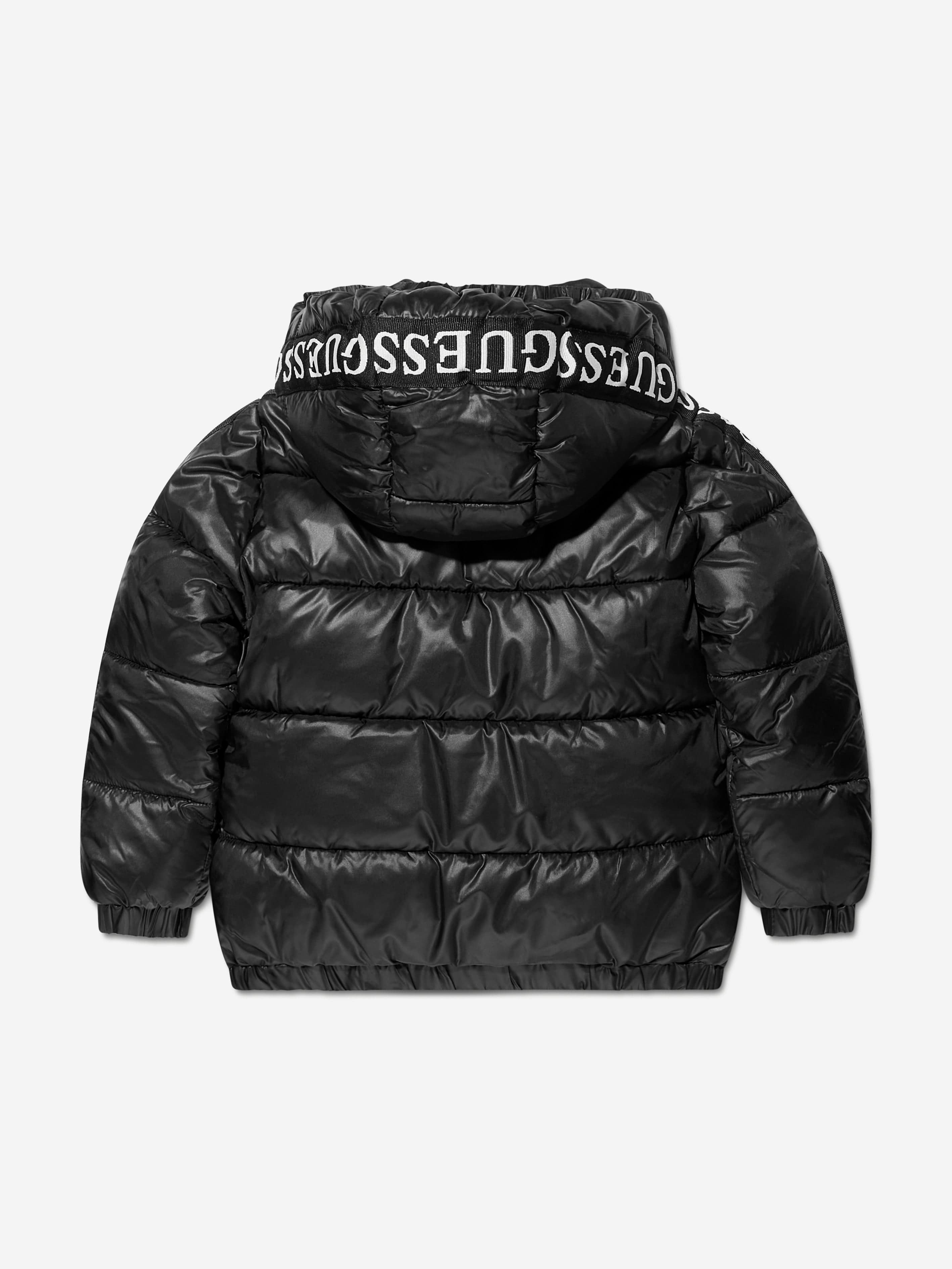 Guess Boys Logo Puffer Jacket in Black