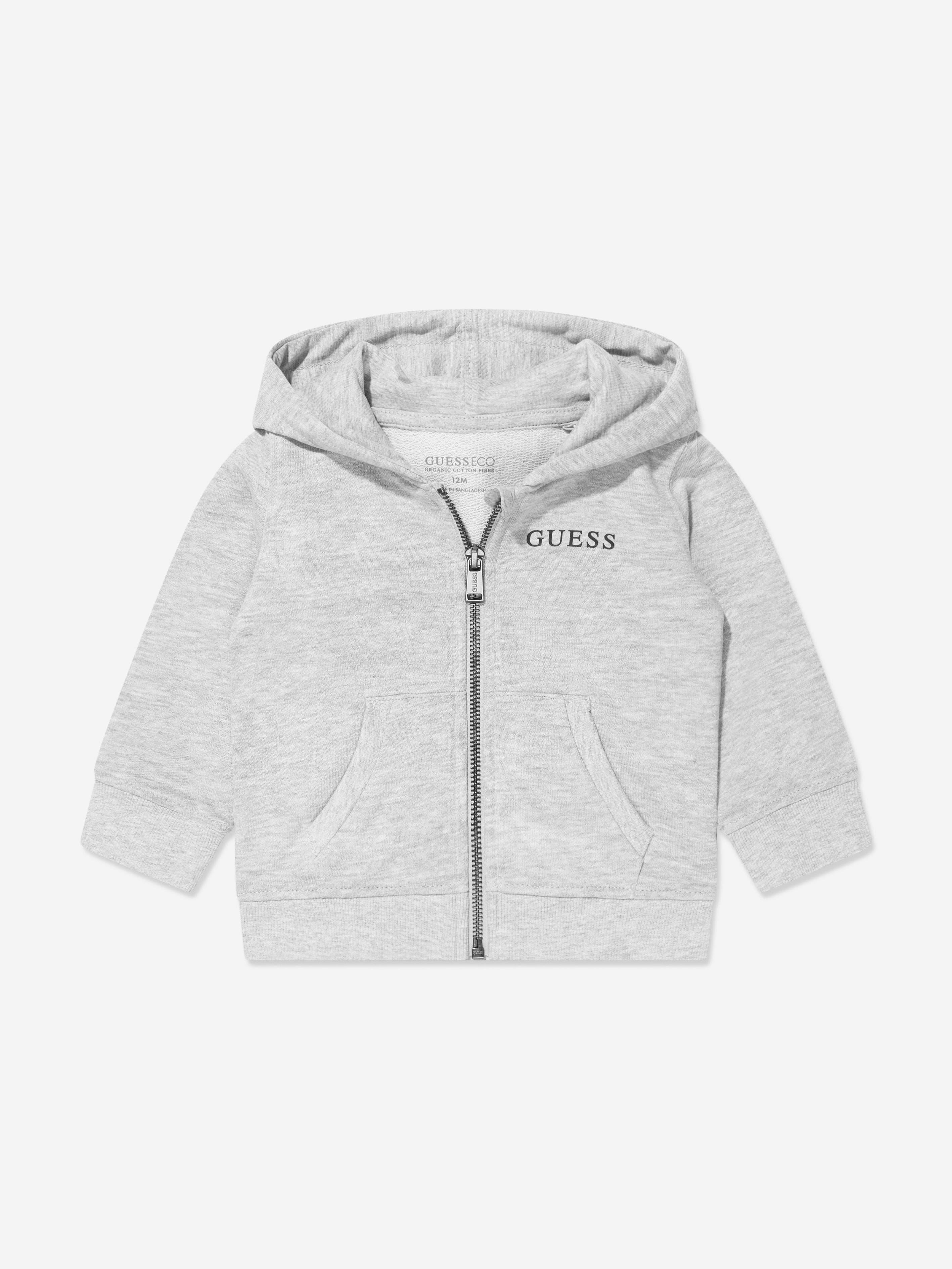 Guess Boys Logo Zip Up Top in Grey