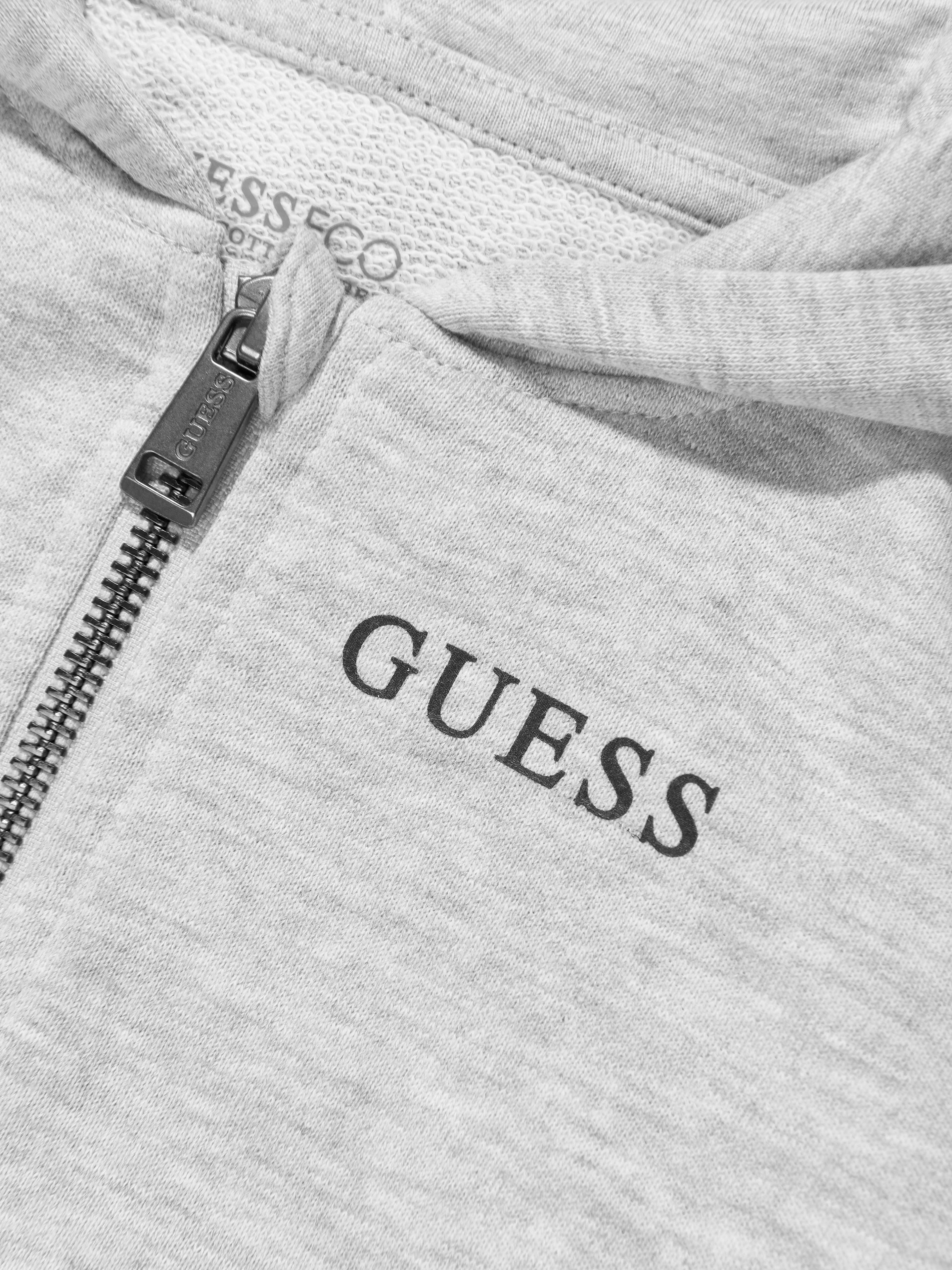 Guess Boys Logo Zip Up Top in Grey