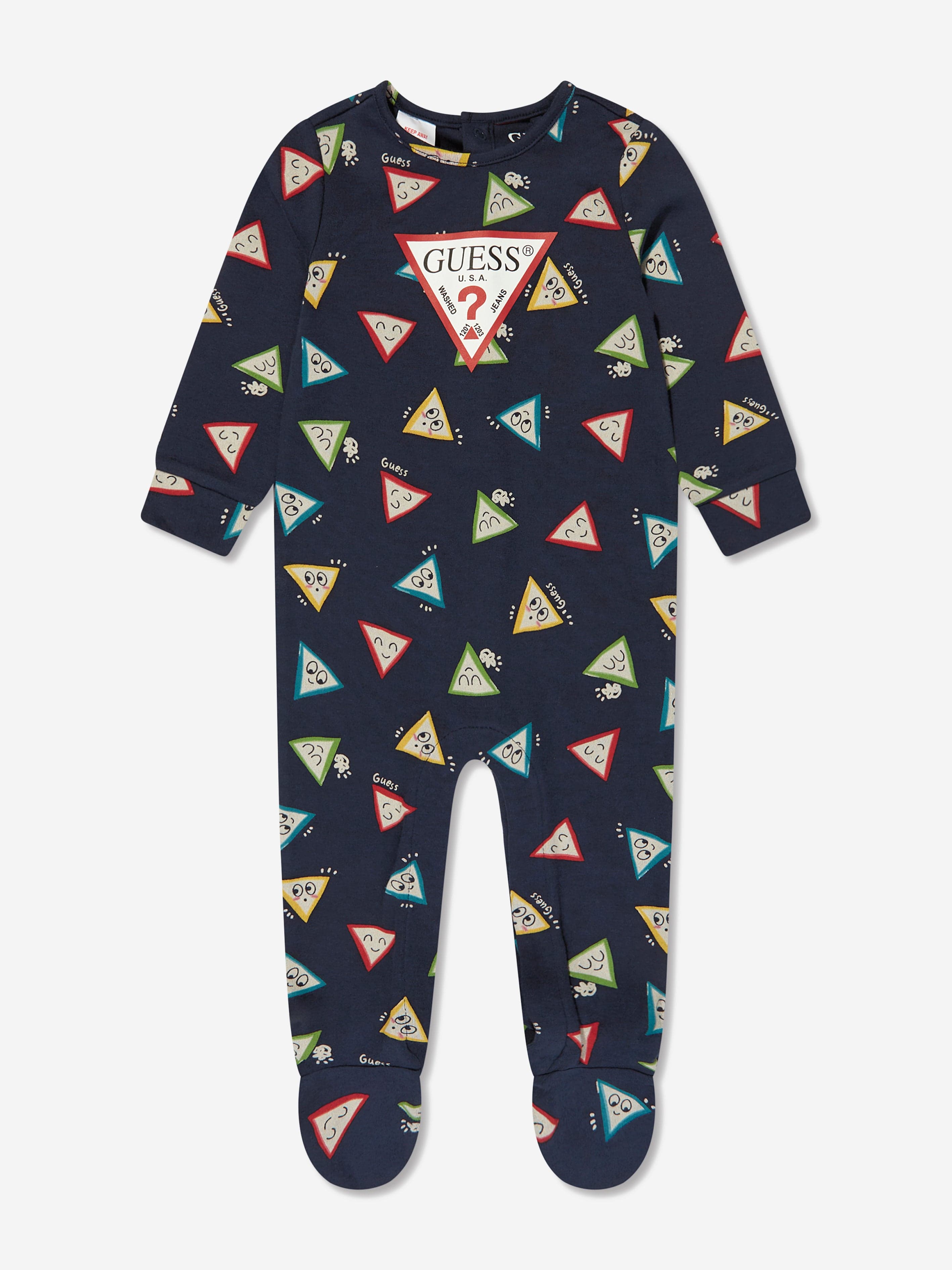 Guess Baby Boys Logo Print Romper in Navy