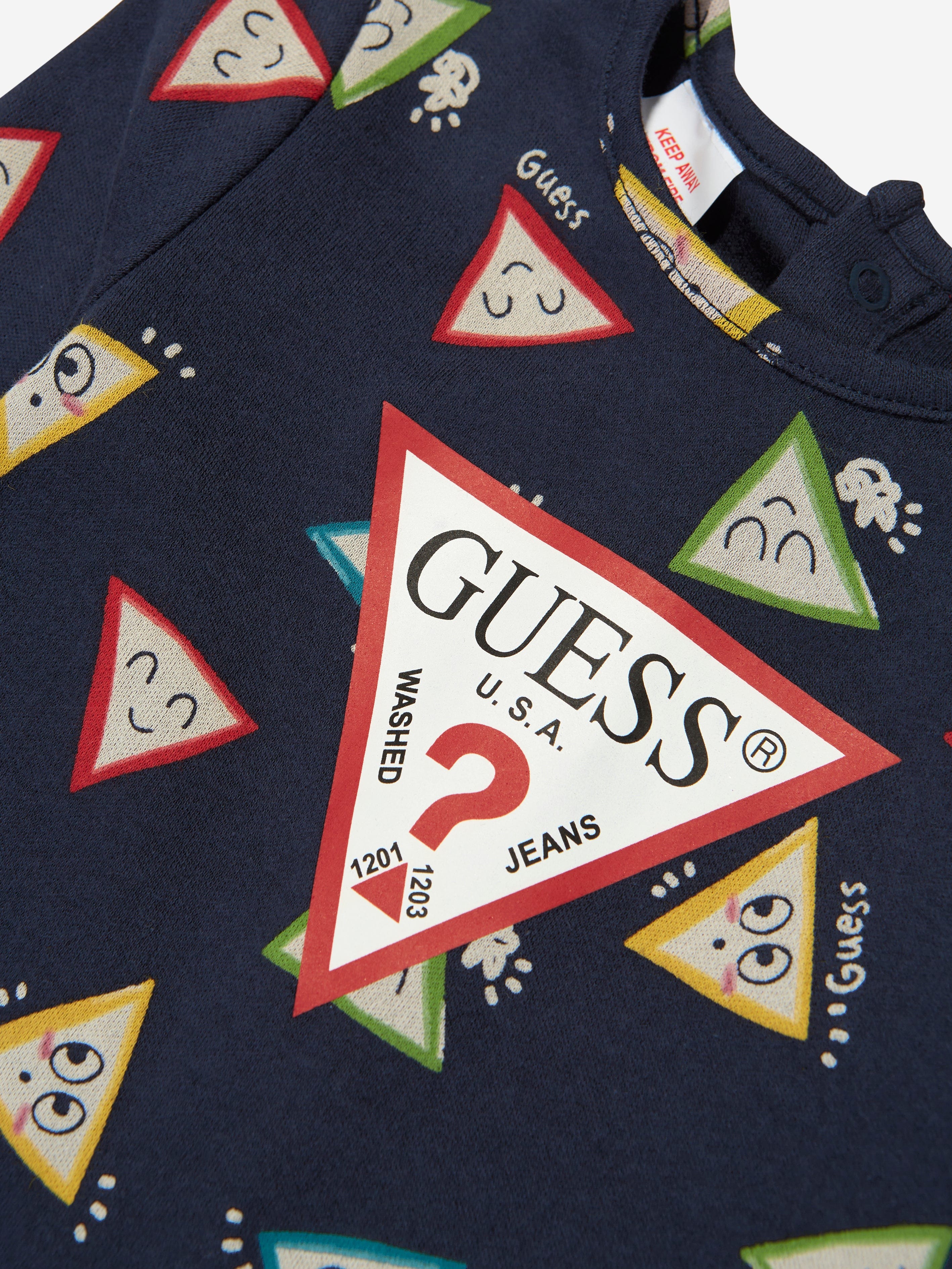 Guess Baby Boys Logo Print Romper in Navy