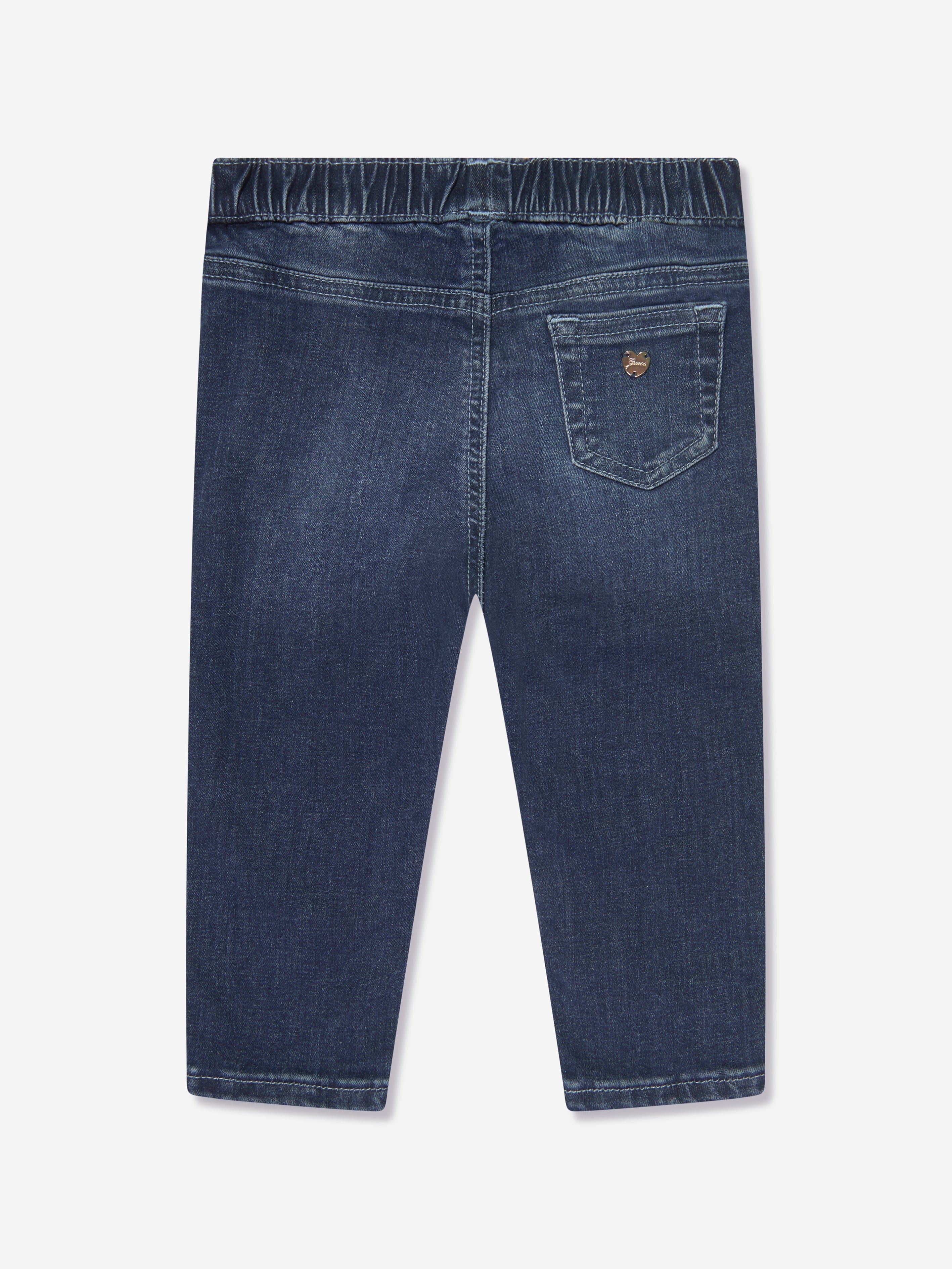 Guess Baby Girls Denim Pull On Pants in Blue