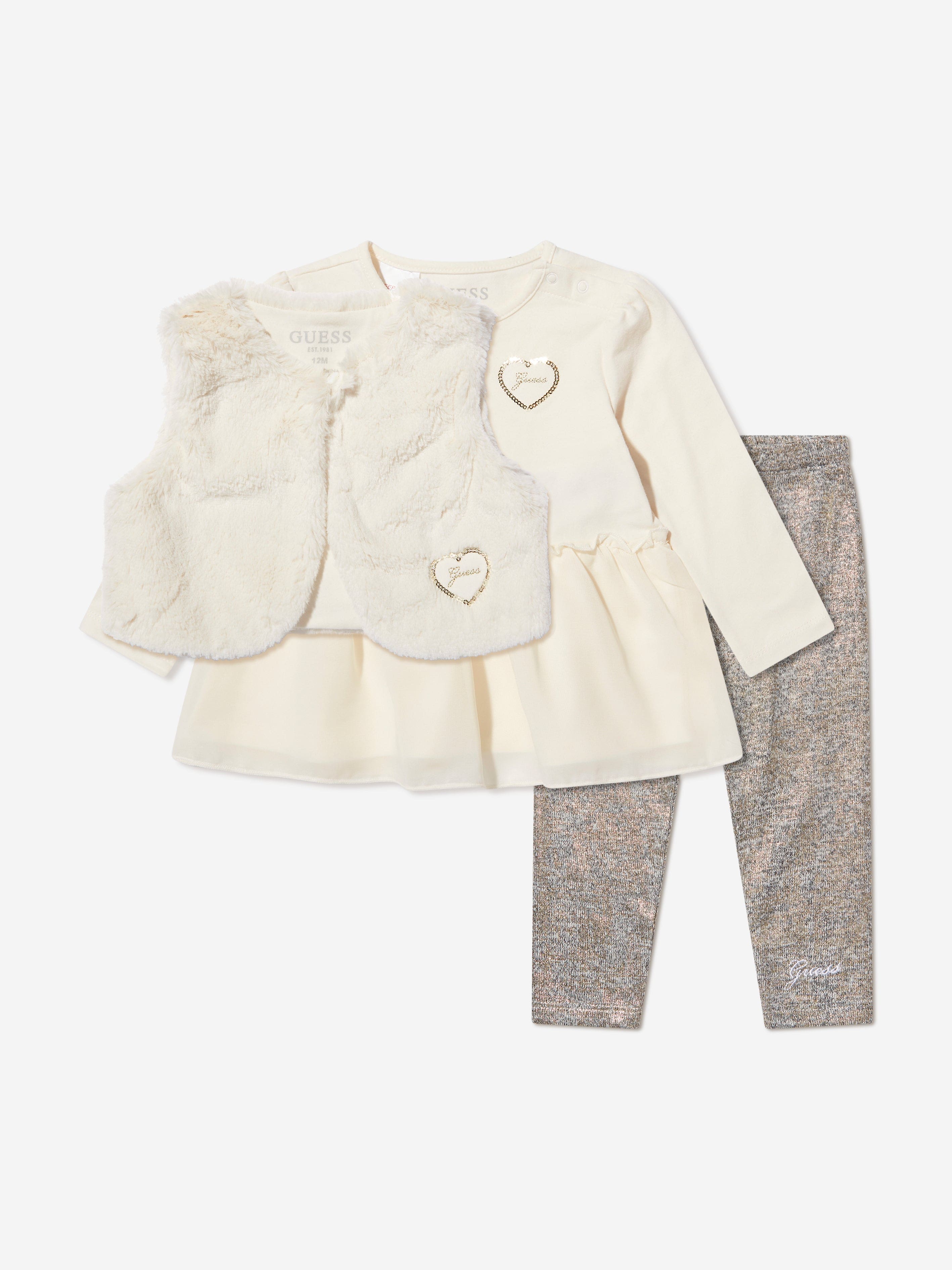 Guess Girls 3 Piece Leggings Set in Ivory