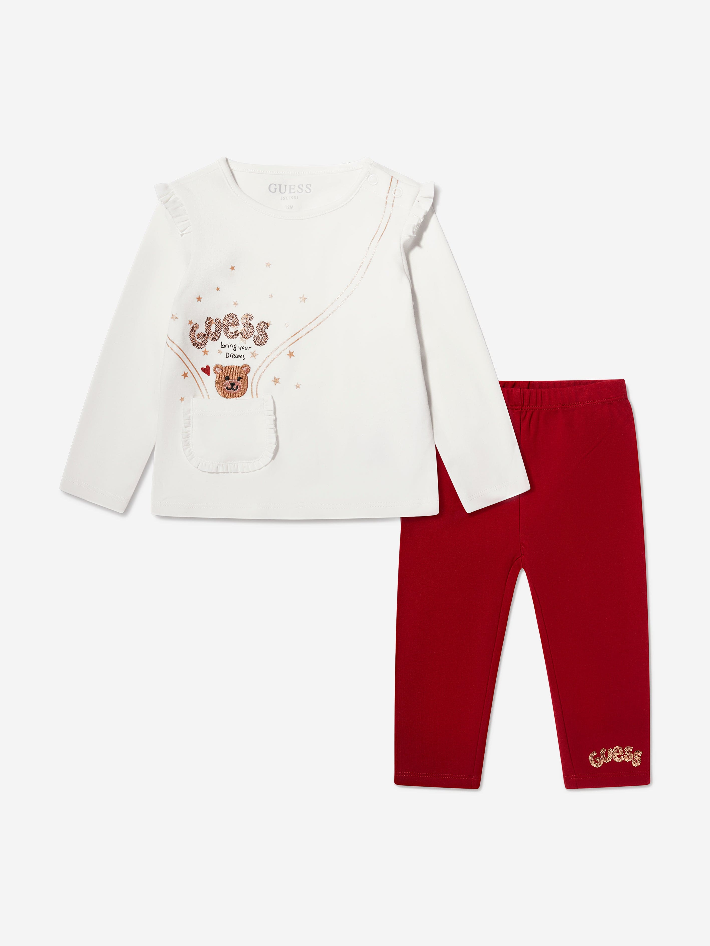 Guess Baby Girls T-Shirt And Leggings Set in Ivory