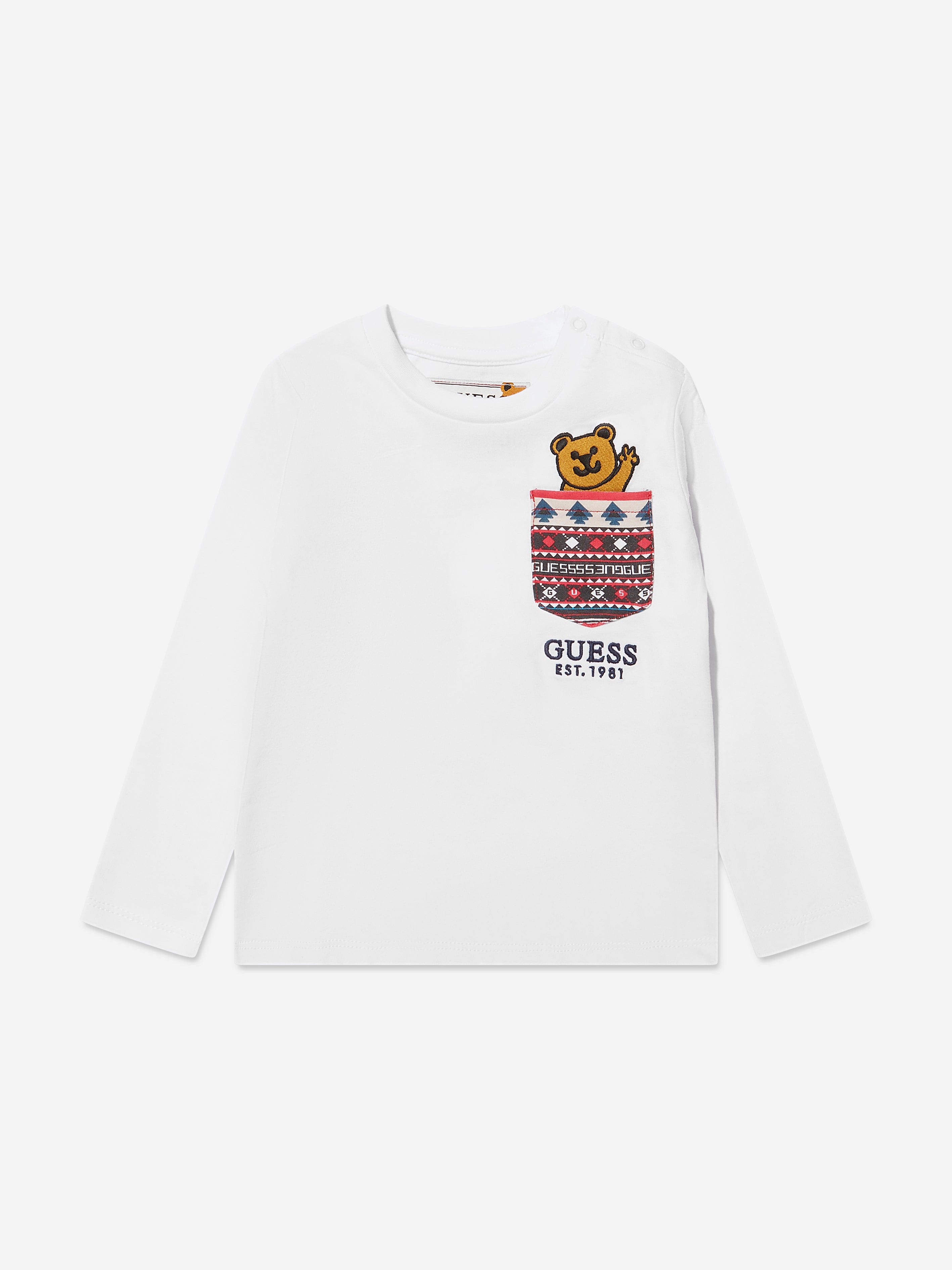 Guess Baby Boys Long Sleeve T-Shirt in White