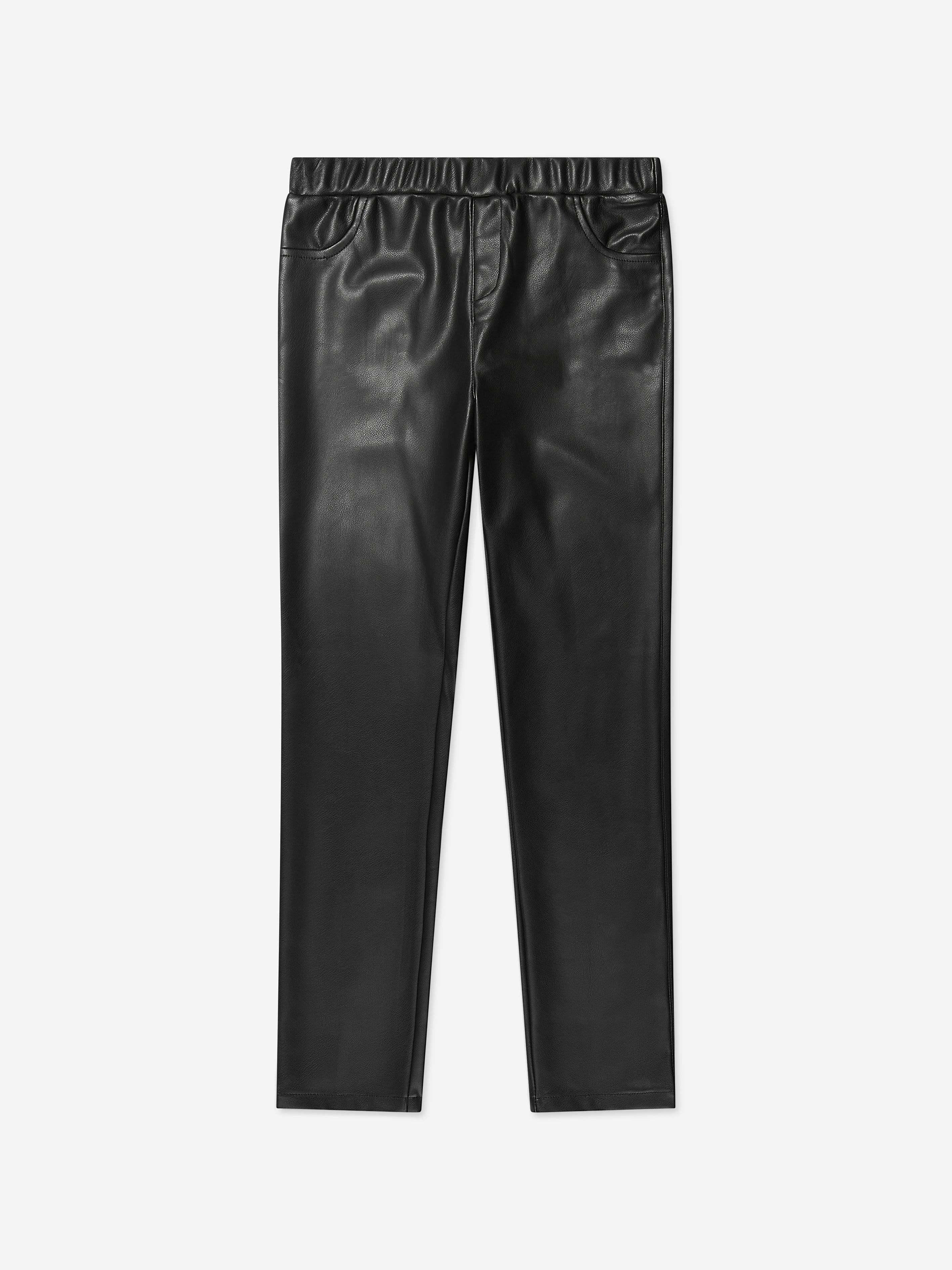 Guess Girls Faux Leather Jeggings in Black