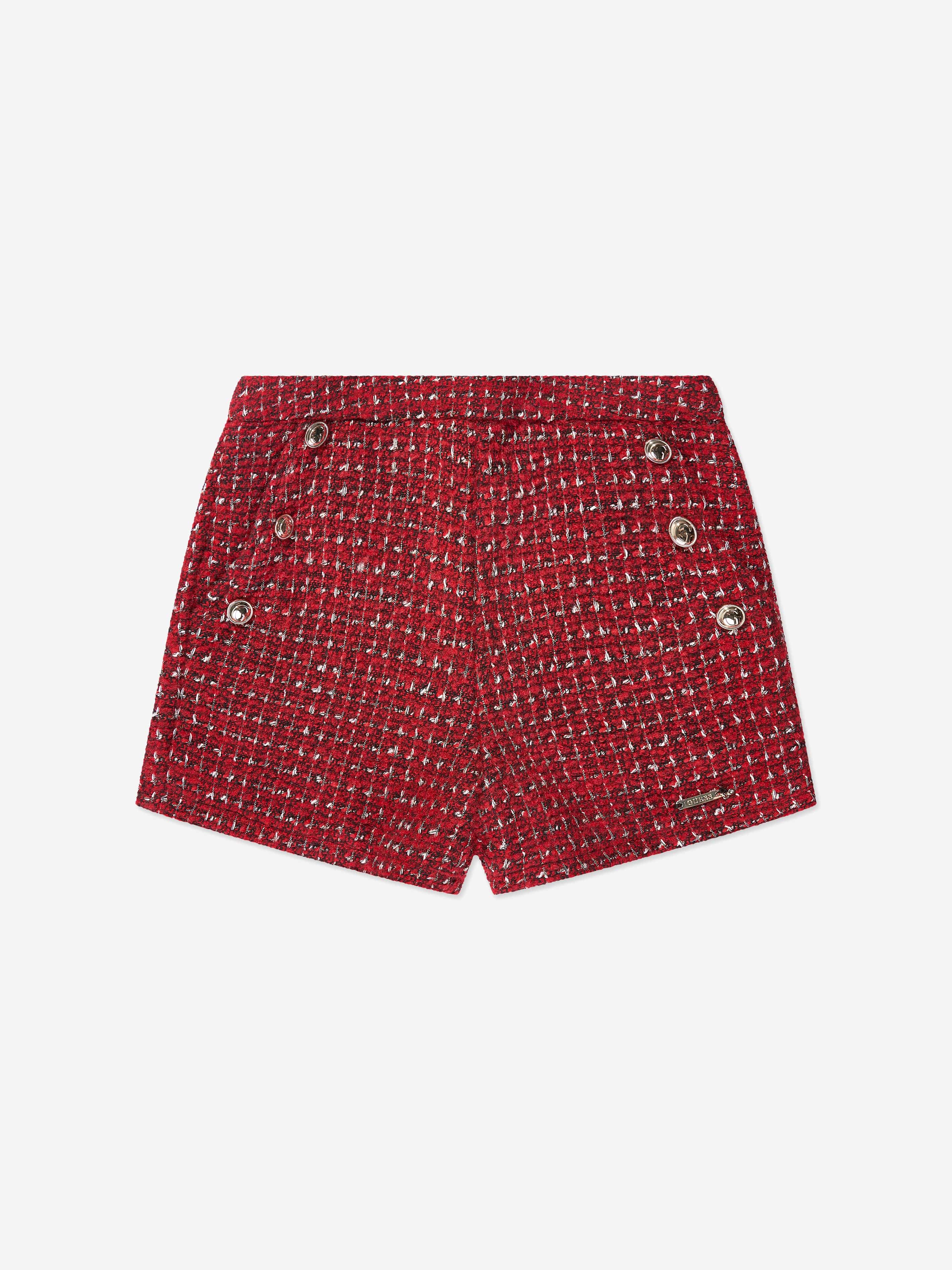 Guess Girls Boucle Shorts in Red