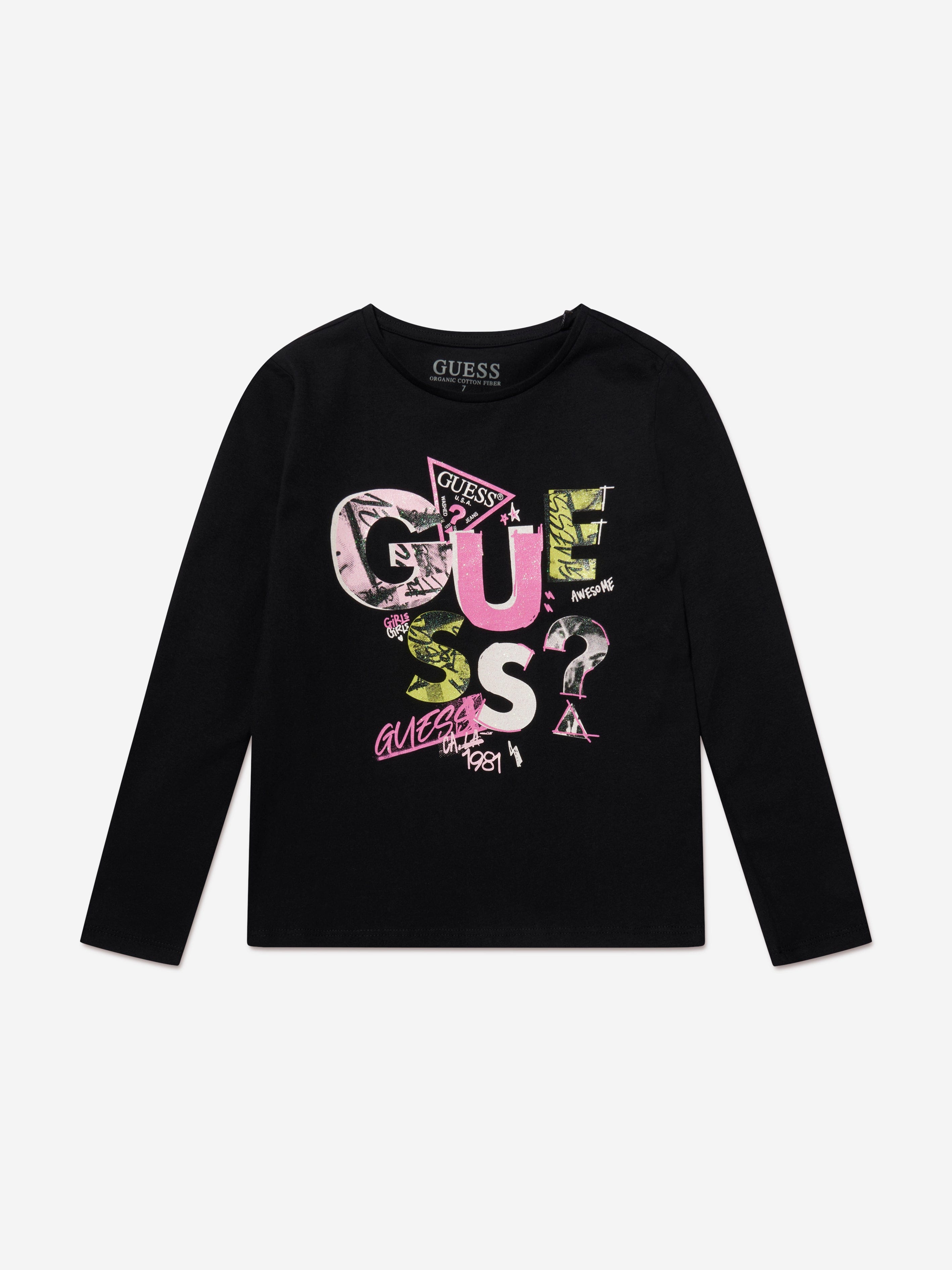 Guess Girls Long Sleeve T-Shirt in Black