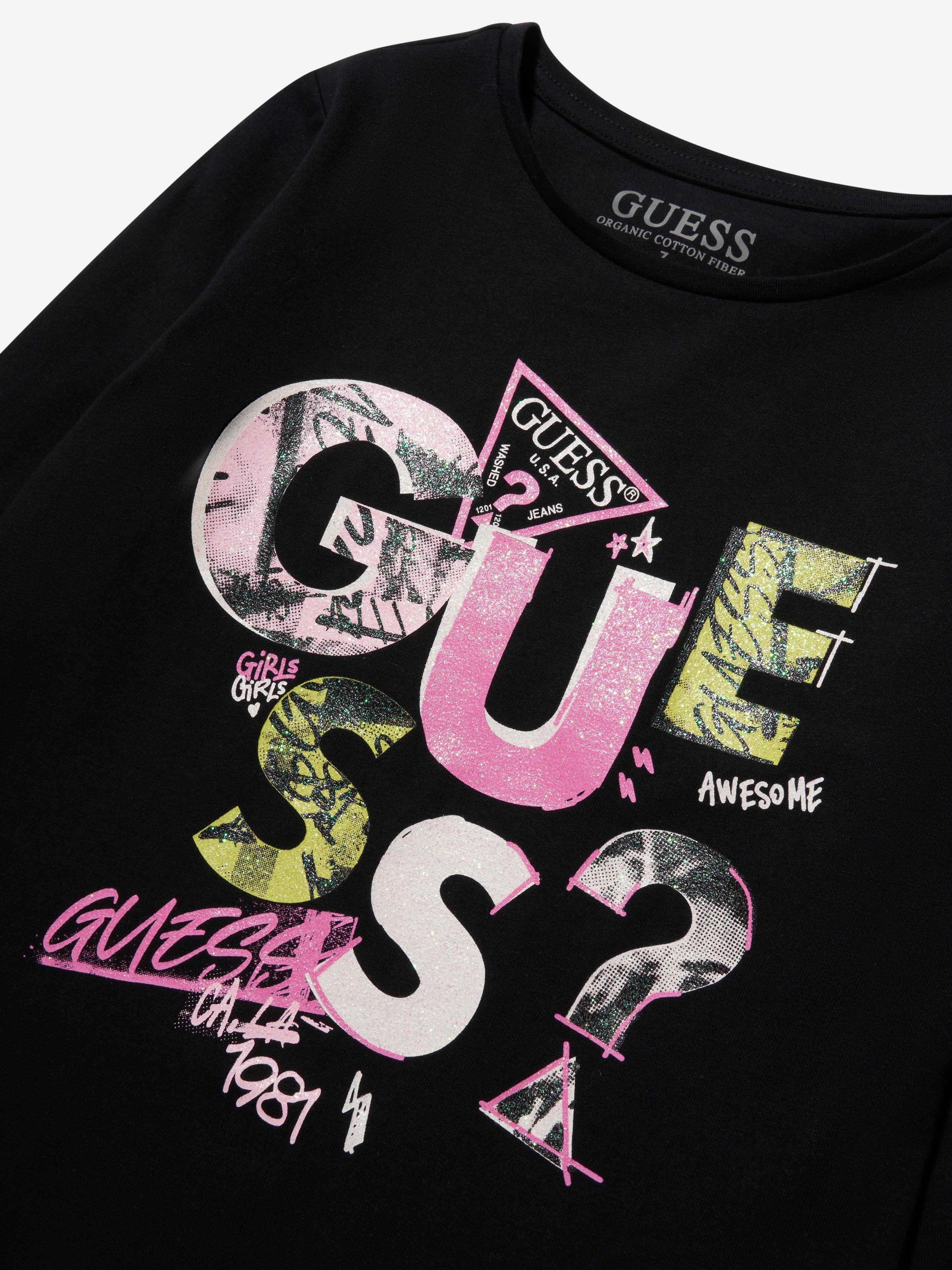 Guess Girls Long Sleeve T-Shirt in Black