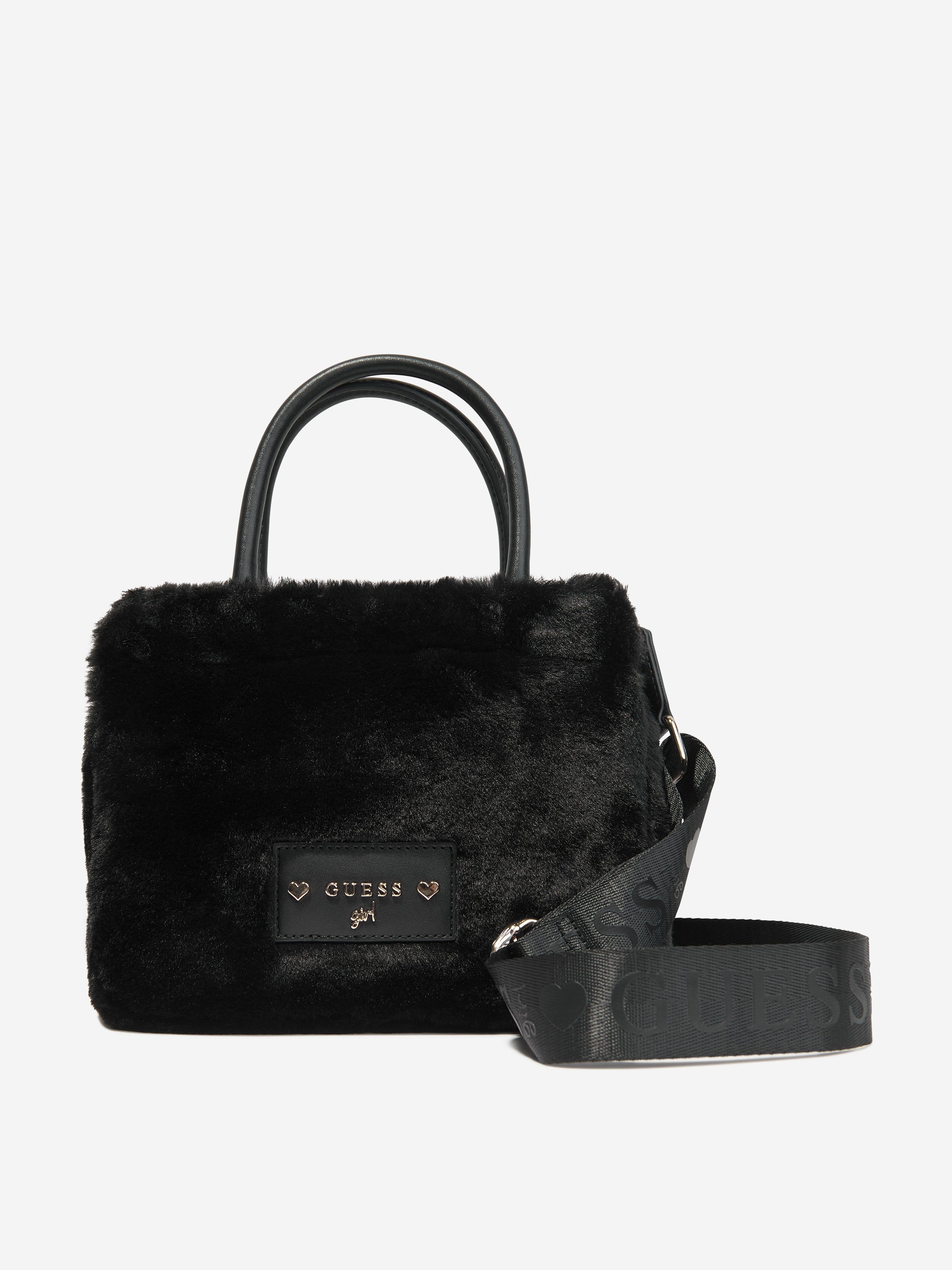 Guess Girls Furry Mini Tote Bag in Black