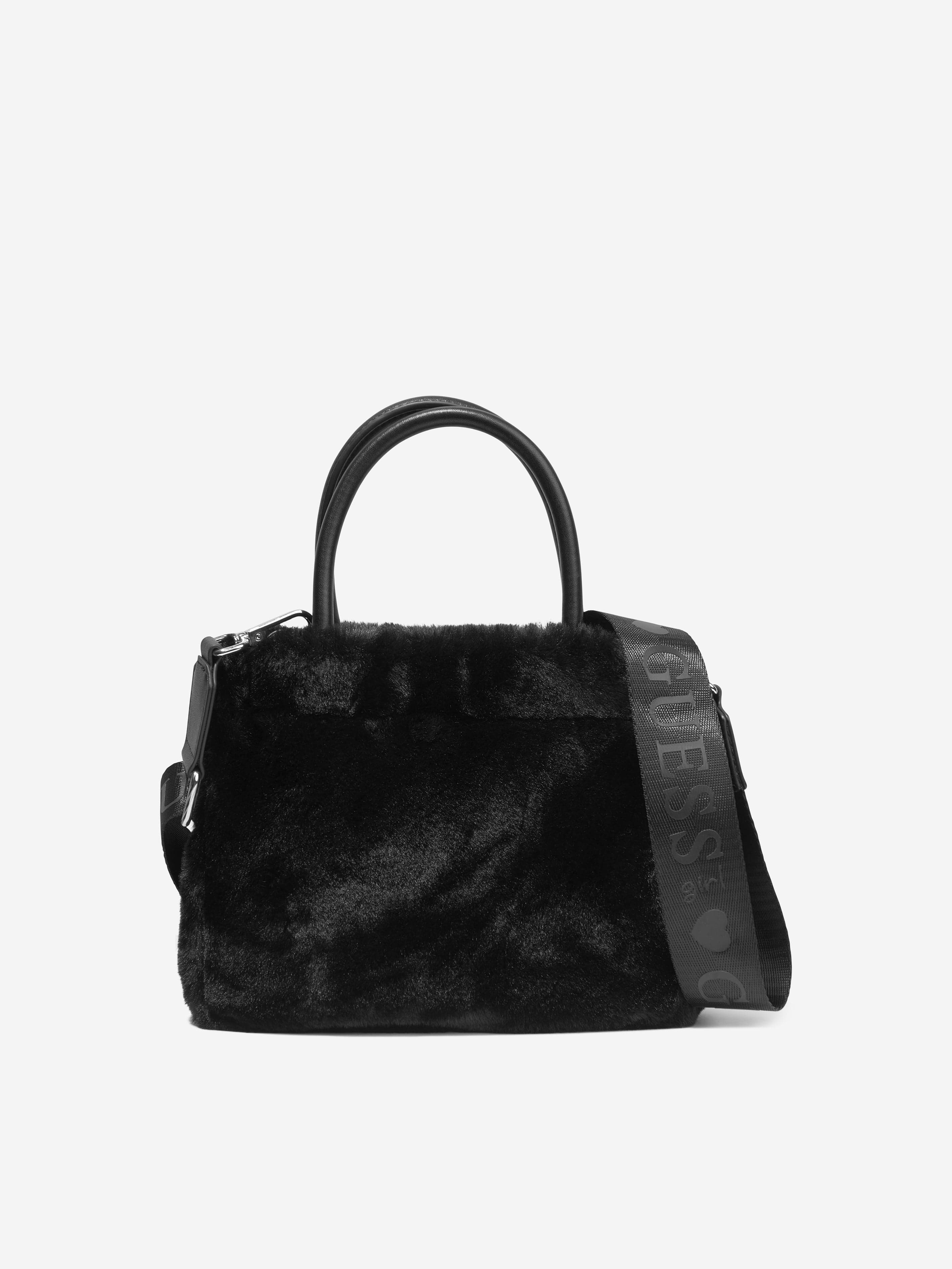 Guess Girls Furry Mini Tote Bag in Black