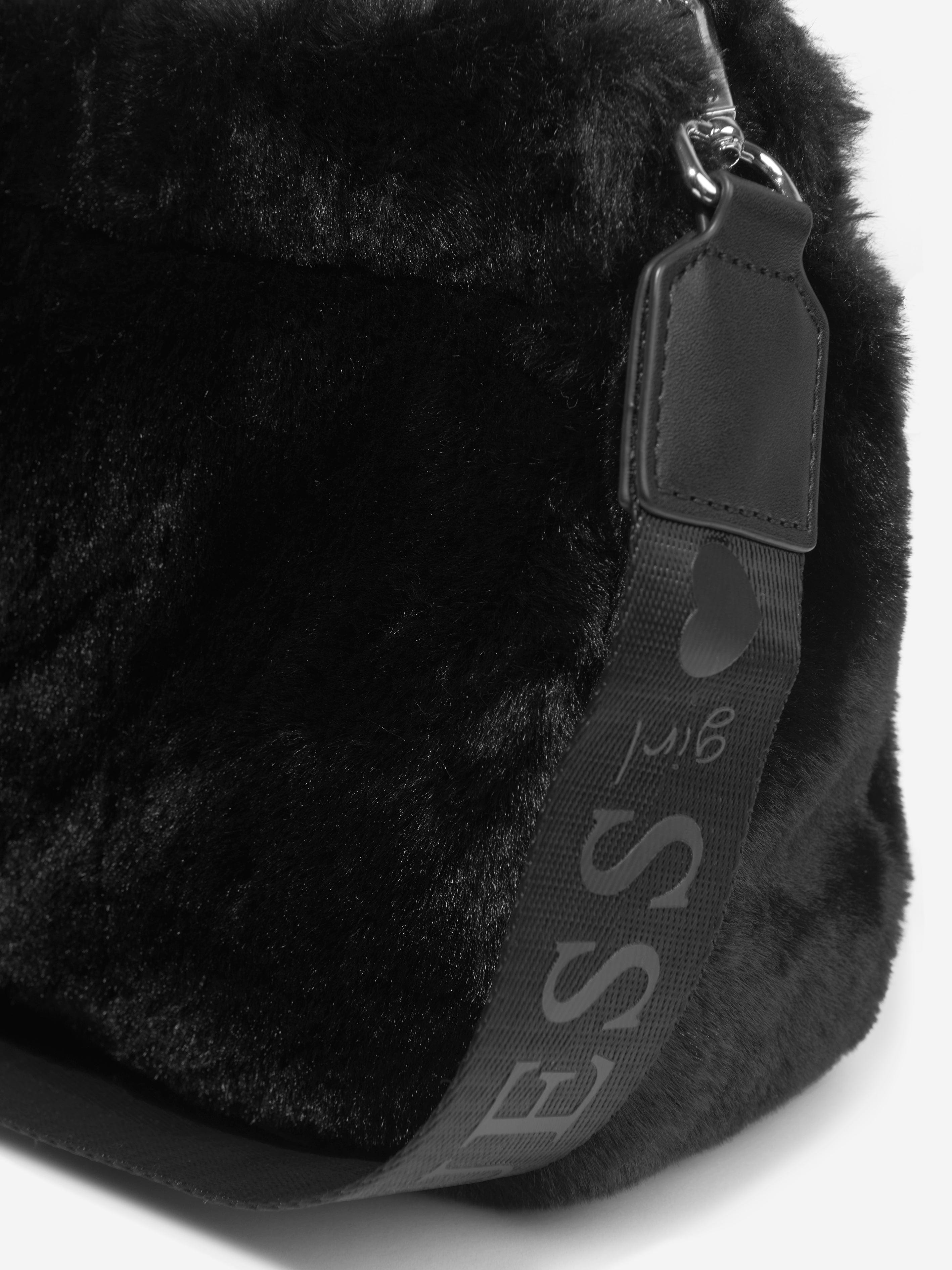 Guess Girls Furry Mini Tote Bag in Black