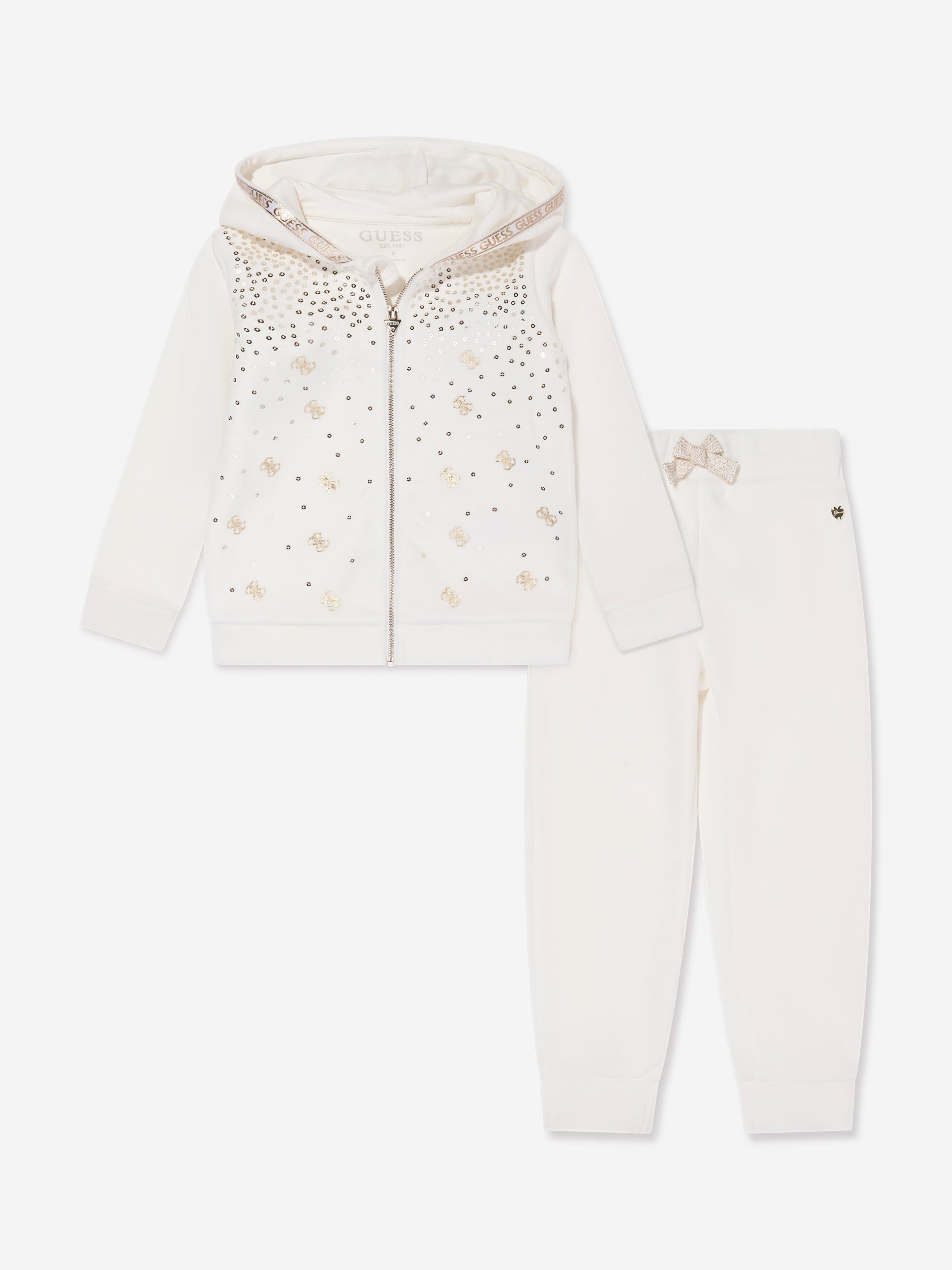 Guess Girls Logo Tracksuit in Ivory