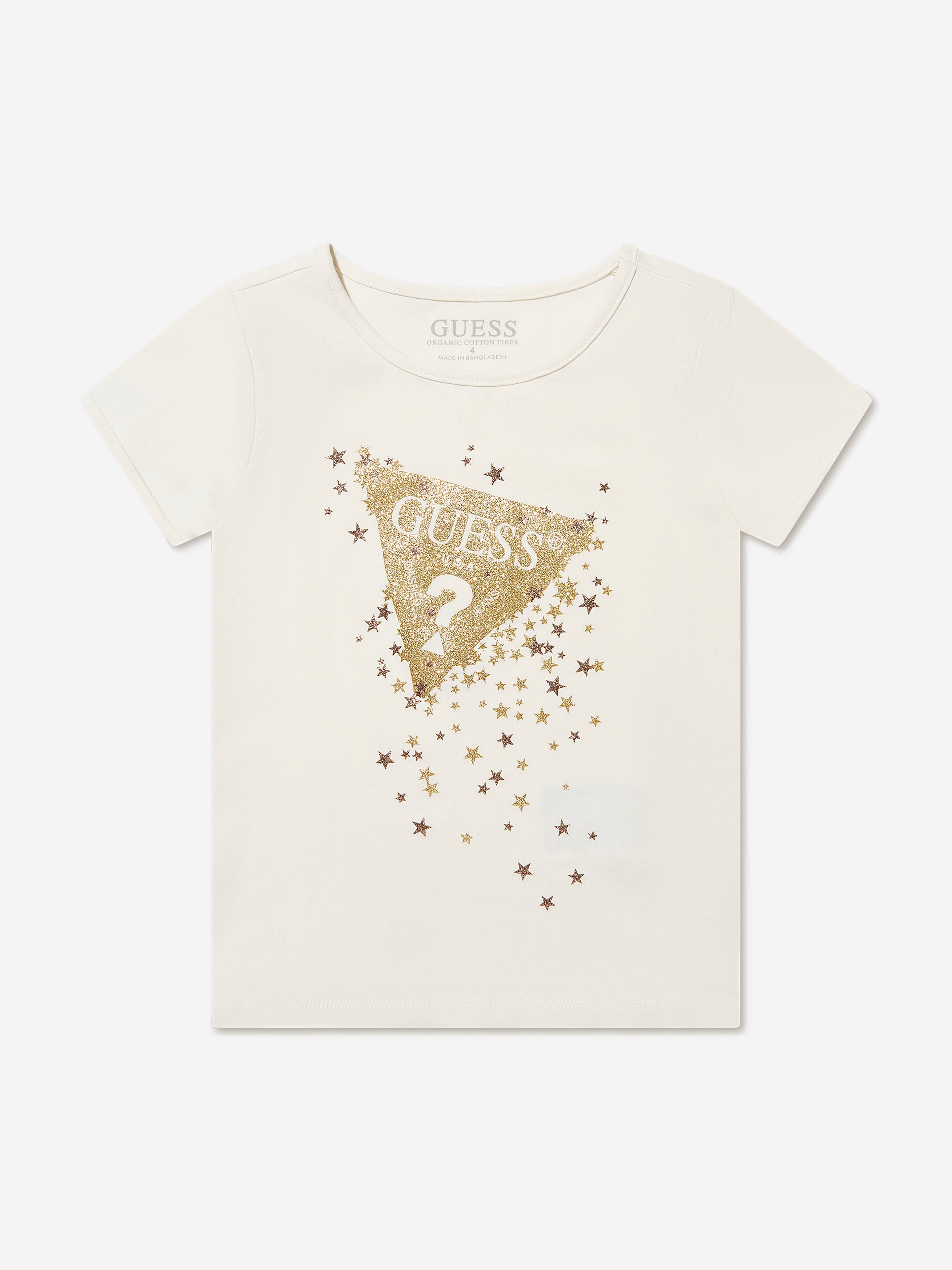 Guess Girls Logo T-Shirt in Ivory