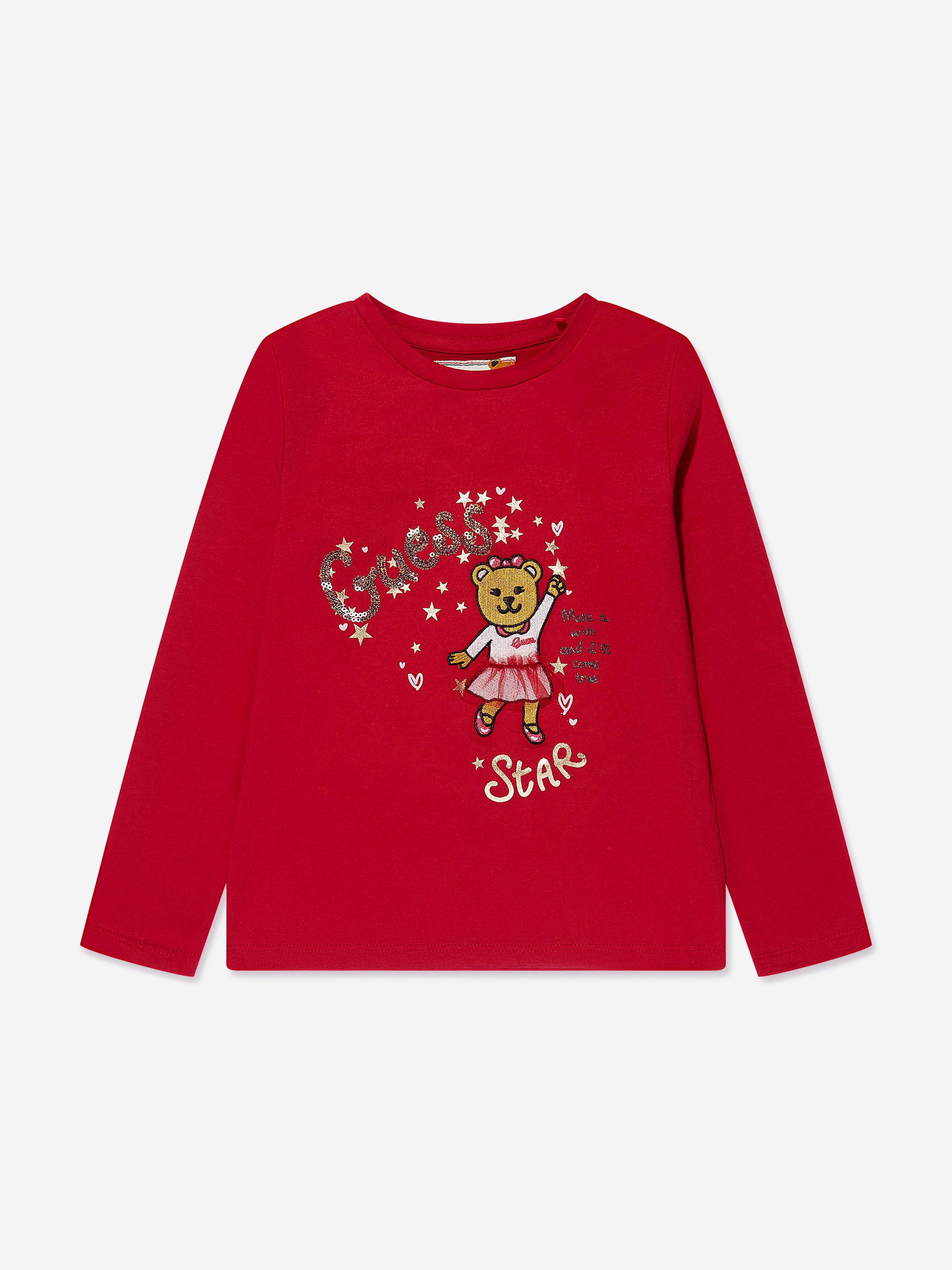 Guess Girls Long Sleeve T-Shirt in Red