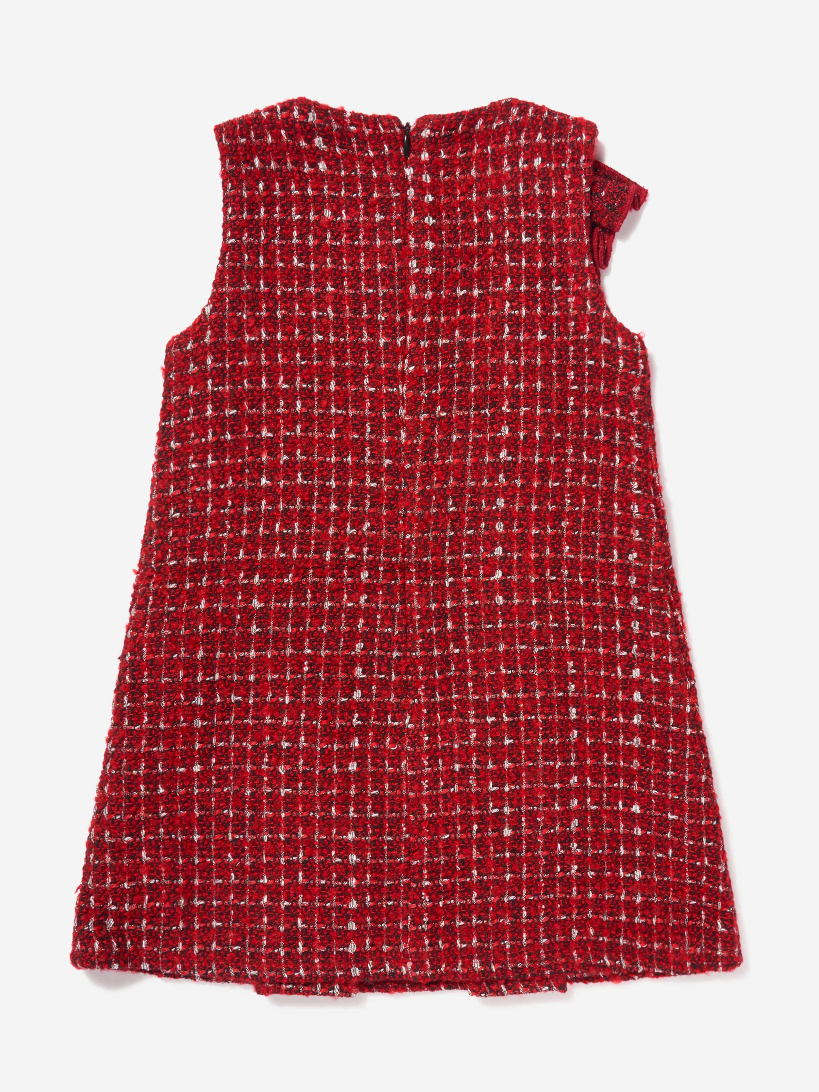 Guess Girls Sleeveless Boucle Dress in Red