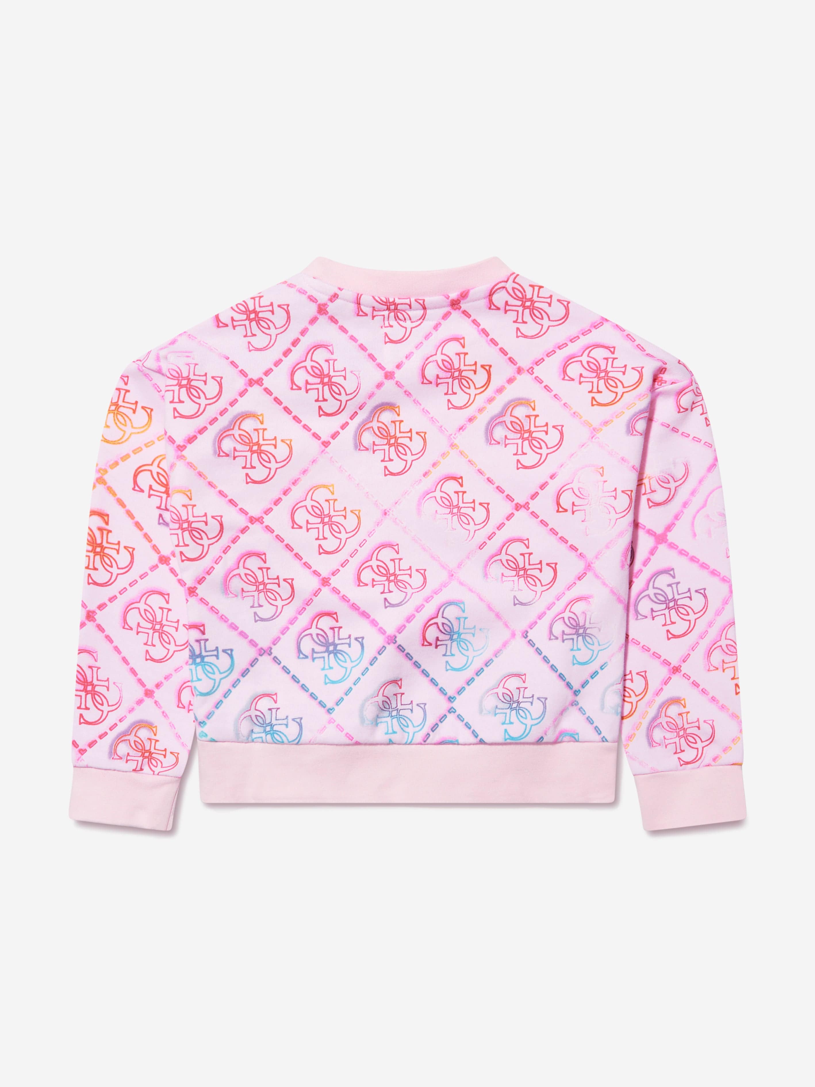 Guess Girls Monogram Logo Sweatshirt in Pink