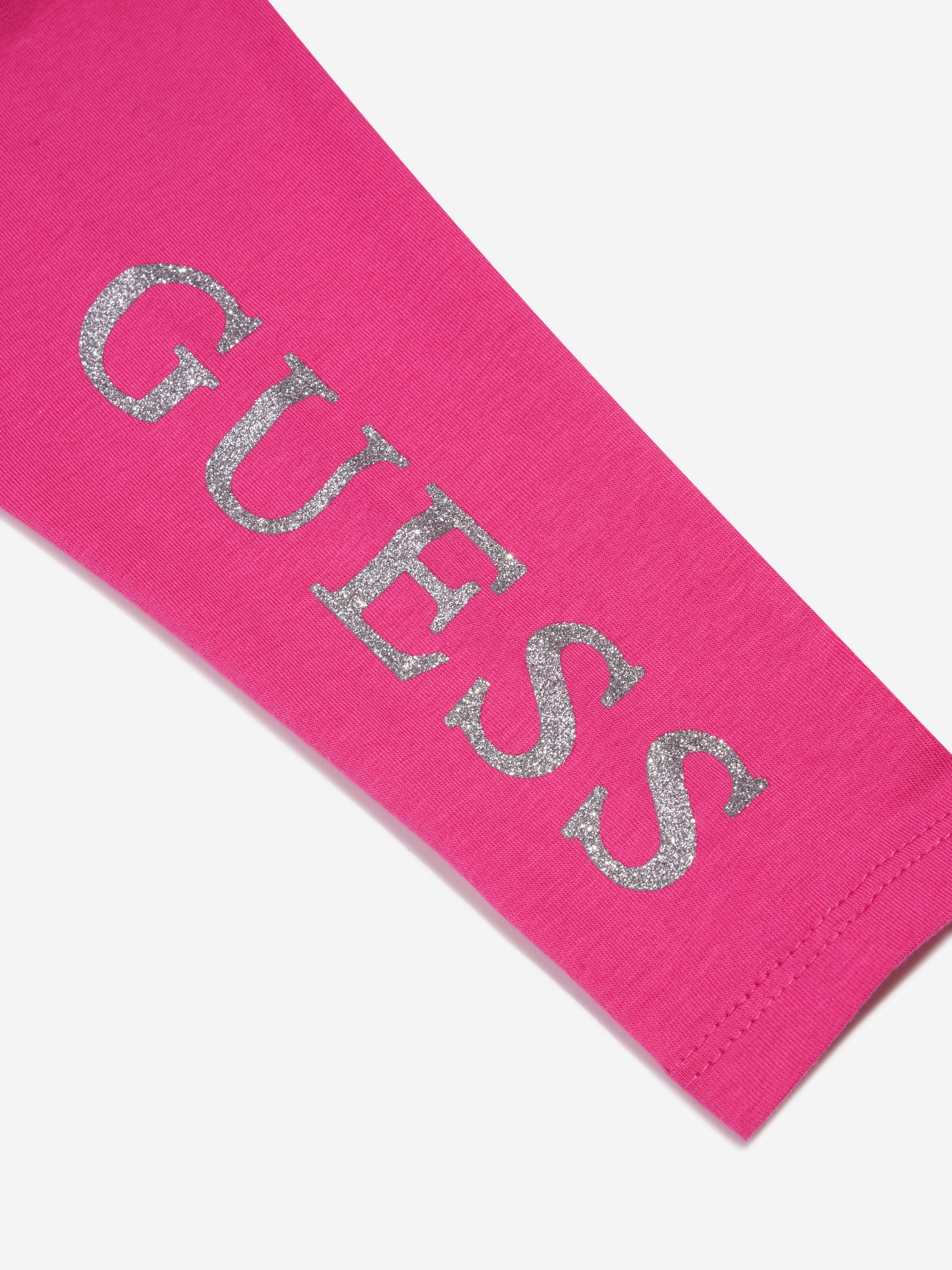 Guess Girls Logo Leggings in Pink