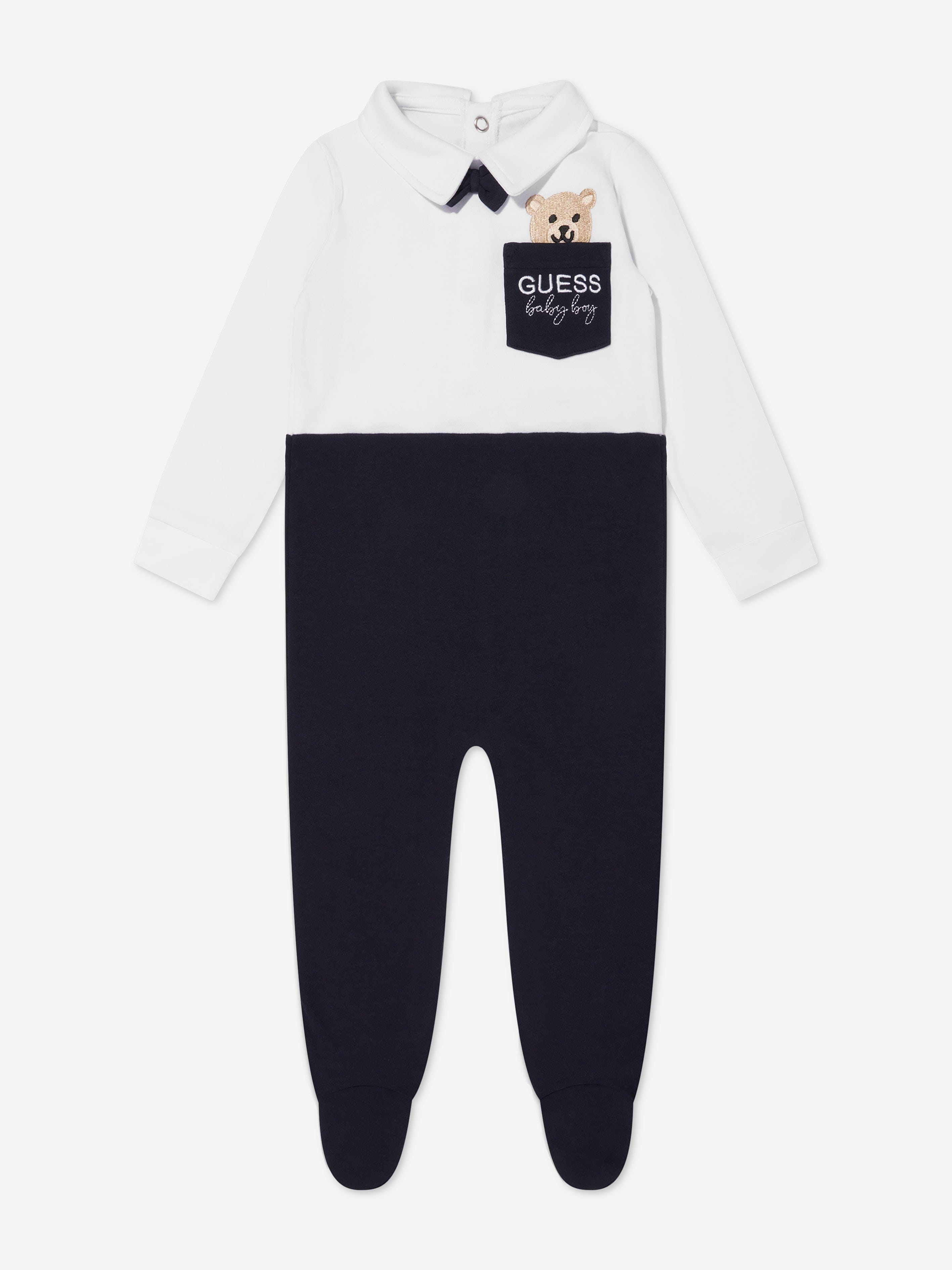 Guess Baby Boys Bear Babygrow in White