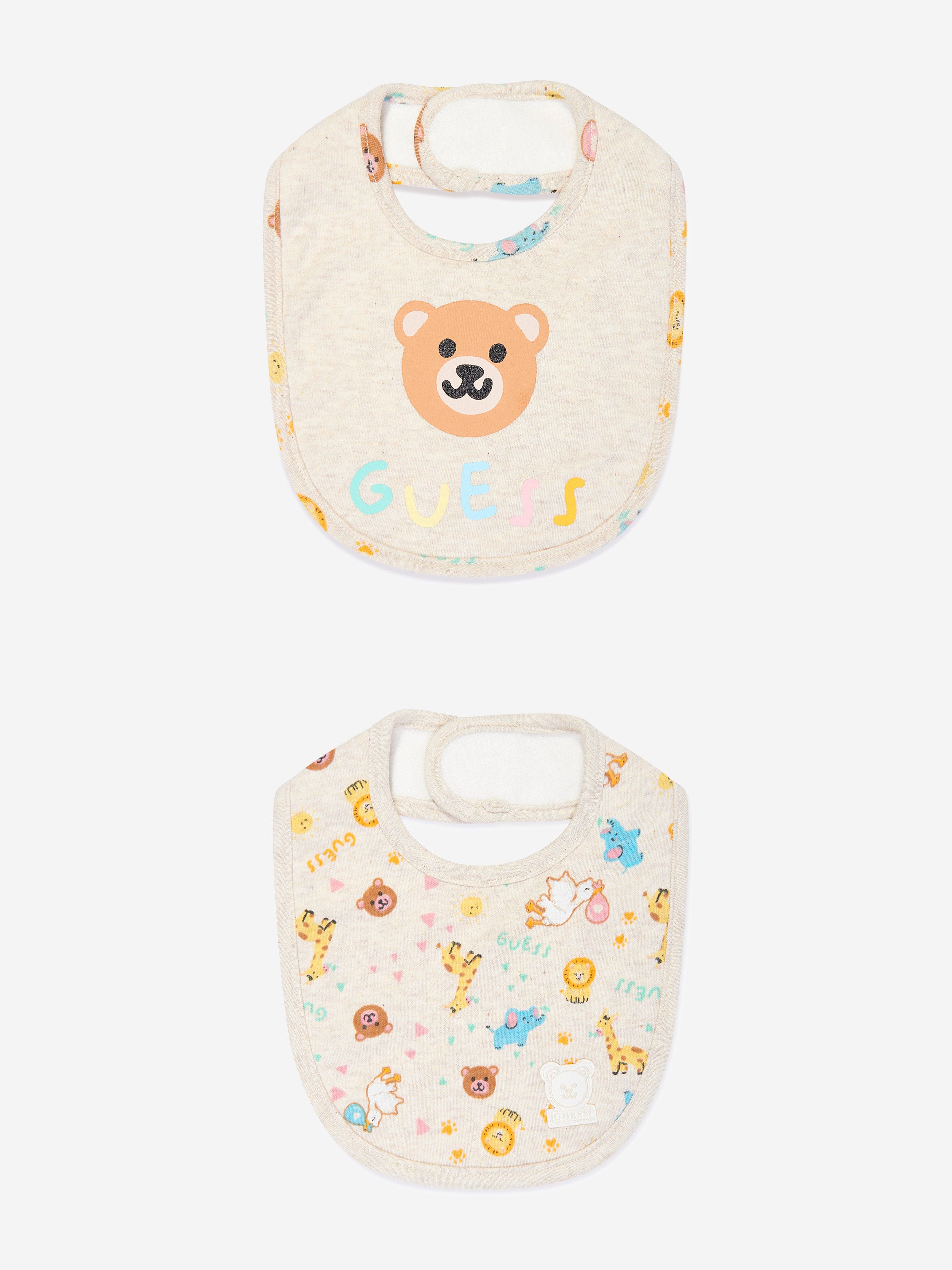 Guess Baby Animal Dream Bib Set in Ivory