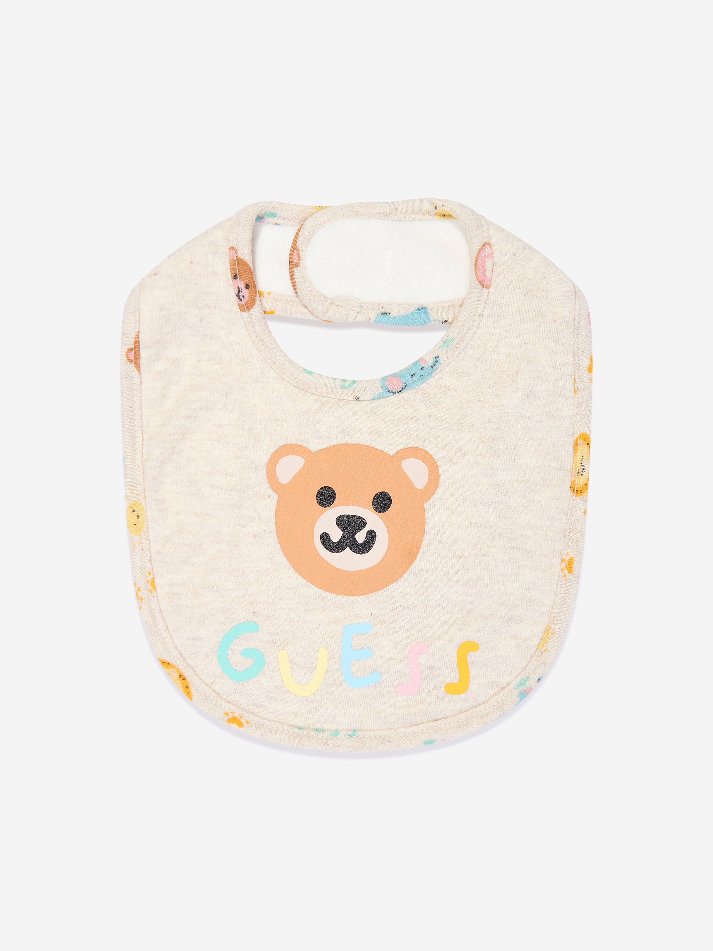 Guess Baby Animal Dream Bib Set in Ivory