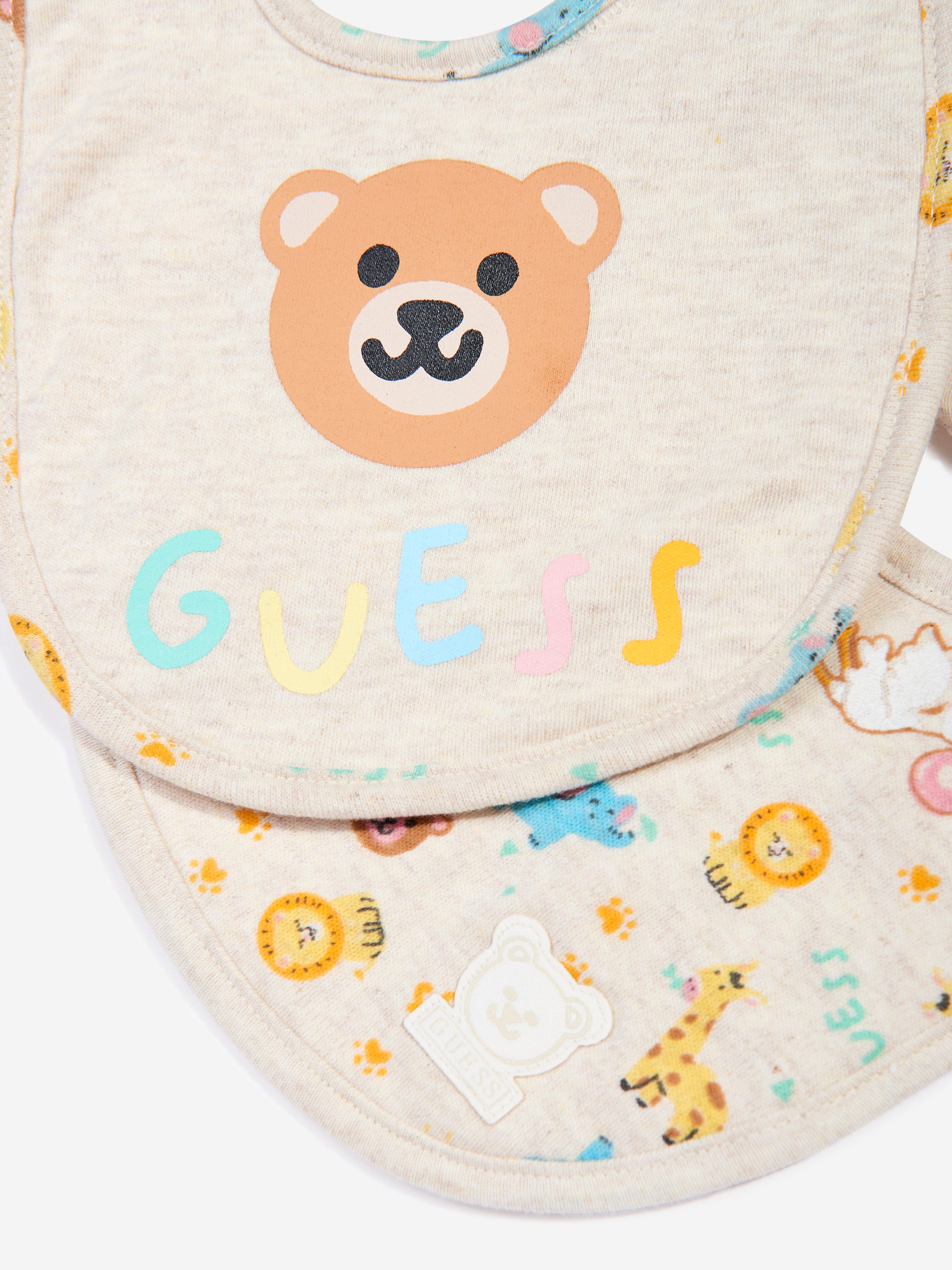 Guess Baby Animal Dream Bib Set in Ivory