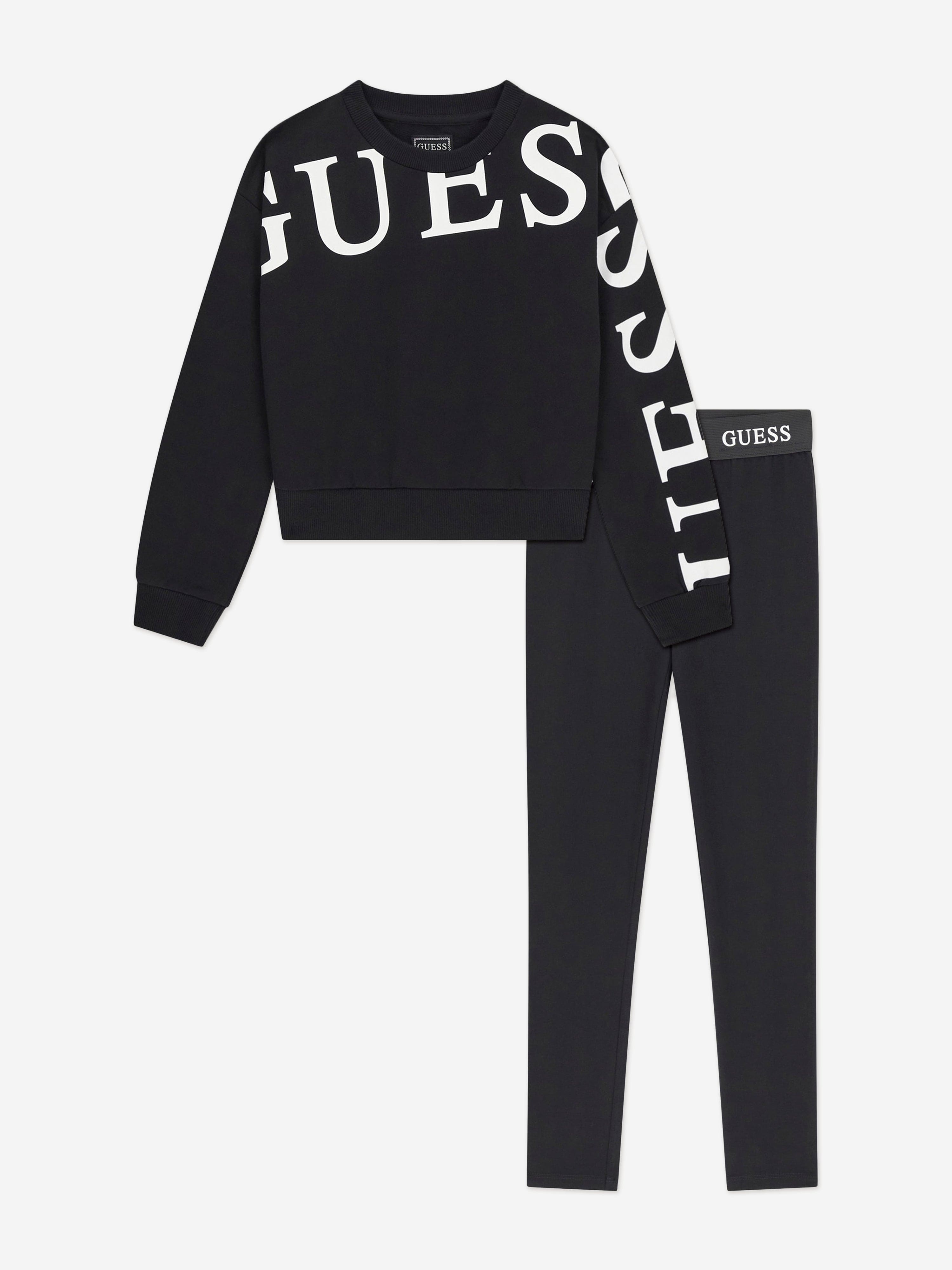 Guess Girls Logo Leggings Set in Black